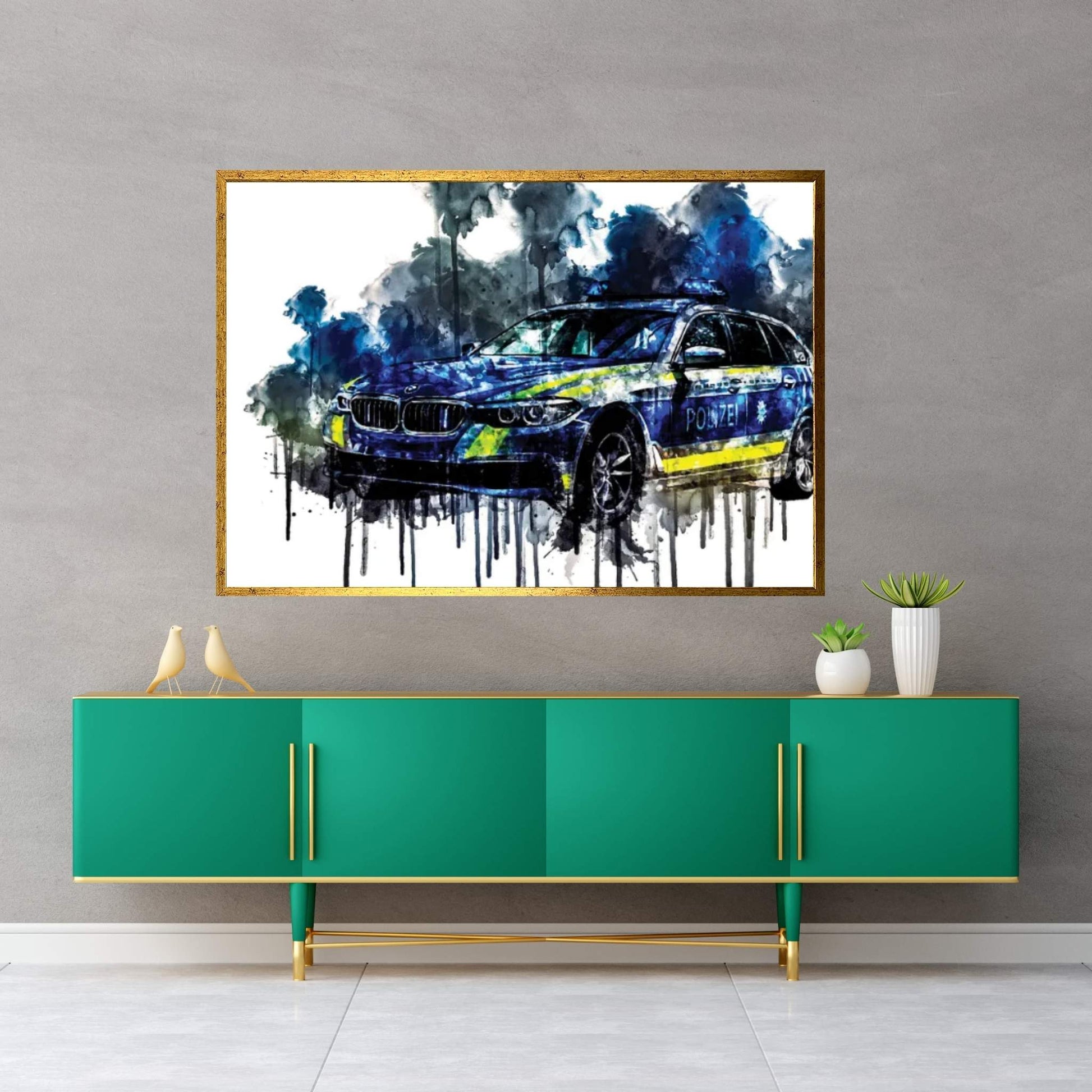 2017 BMW 530D XDrive Touring Polizei Canvas Wall Art - Y Canvas