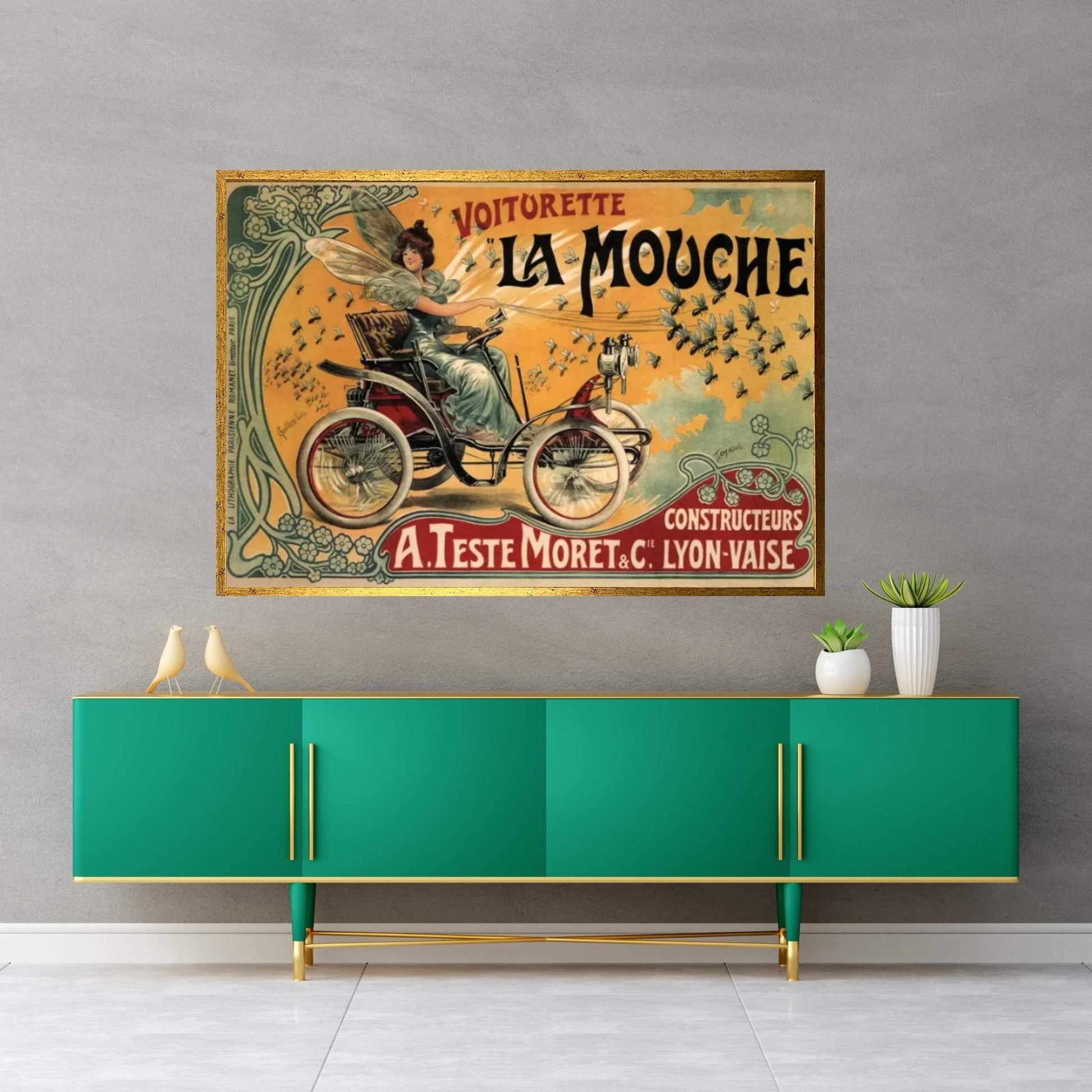 Voiturette La Mouche Advertising Vintage Poster Canvas Wall Art - Y Canvas