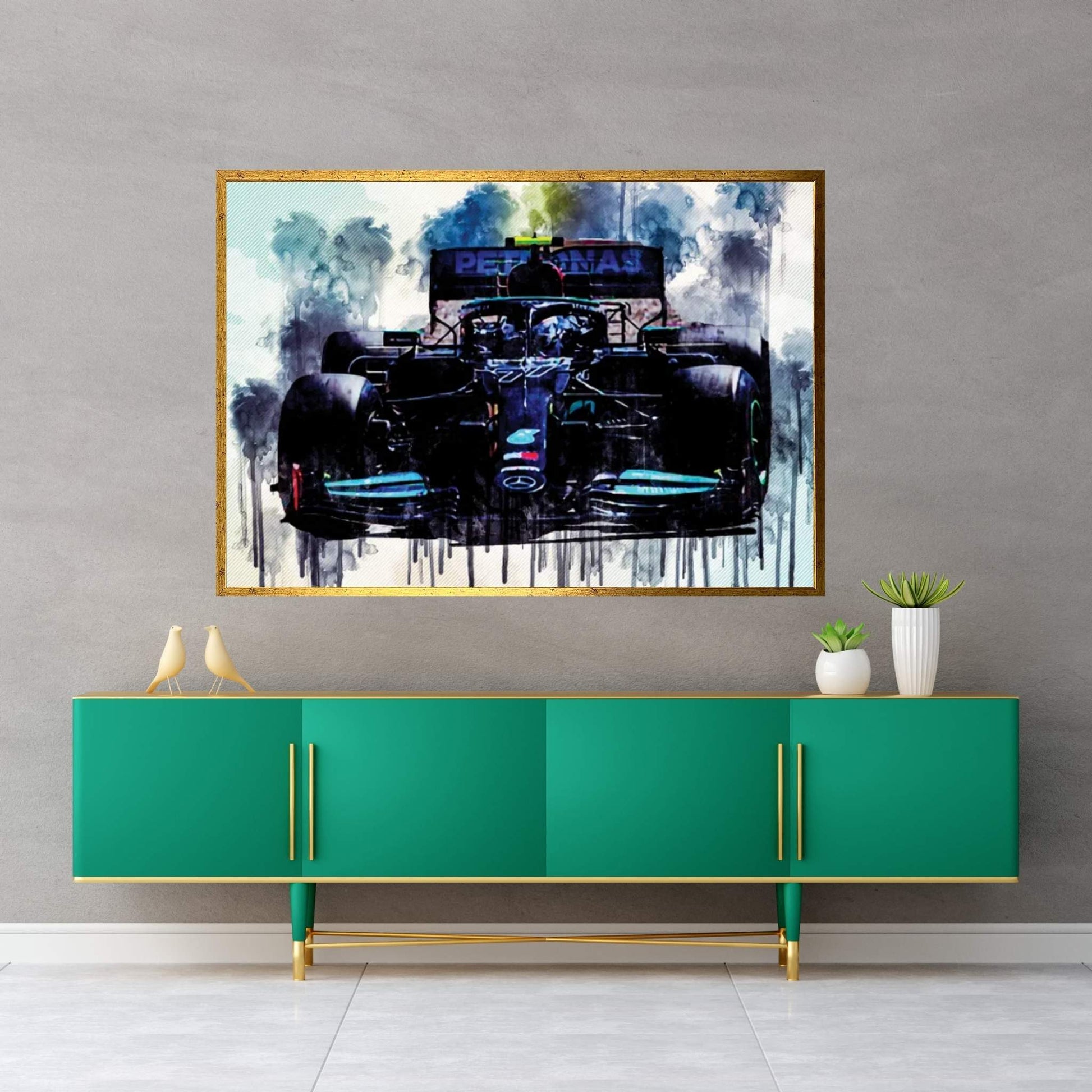 Valtteri Bottas Raceway 2021 Mercedes-Amg F1 W12 Mercedes-Amg Petronas Formula One Team British Racing Drivers Formula 1 F1 Canvas Wall Art - Y Canvas