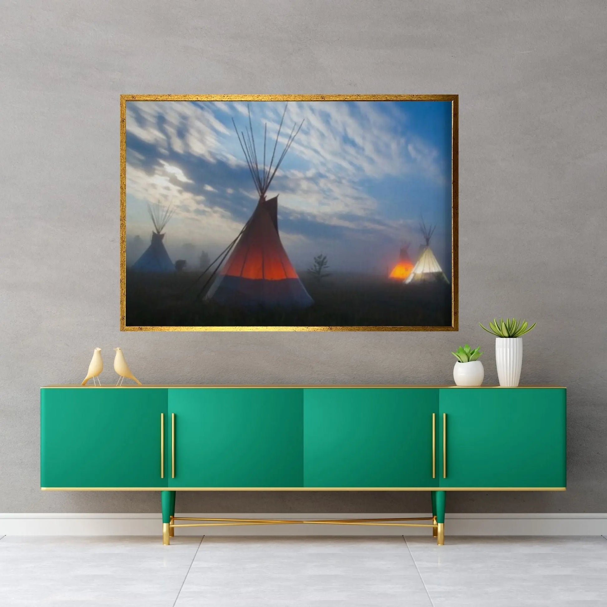 American Indian Art Canvas-Native Indians Teepee Hut Art Canvas Wall Art Poster Print - Y Canvas