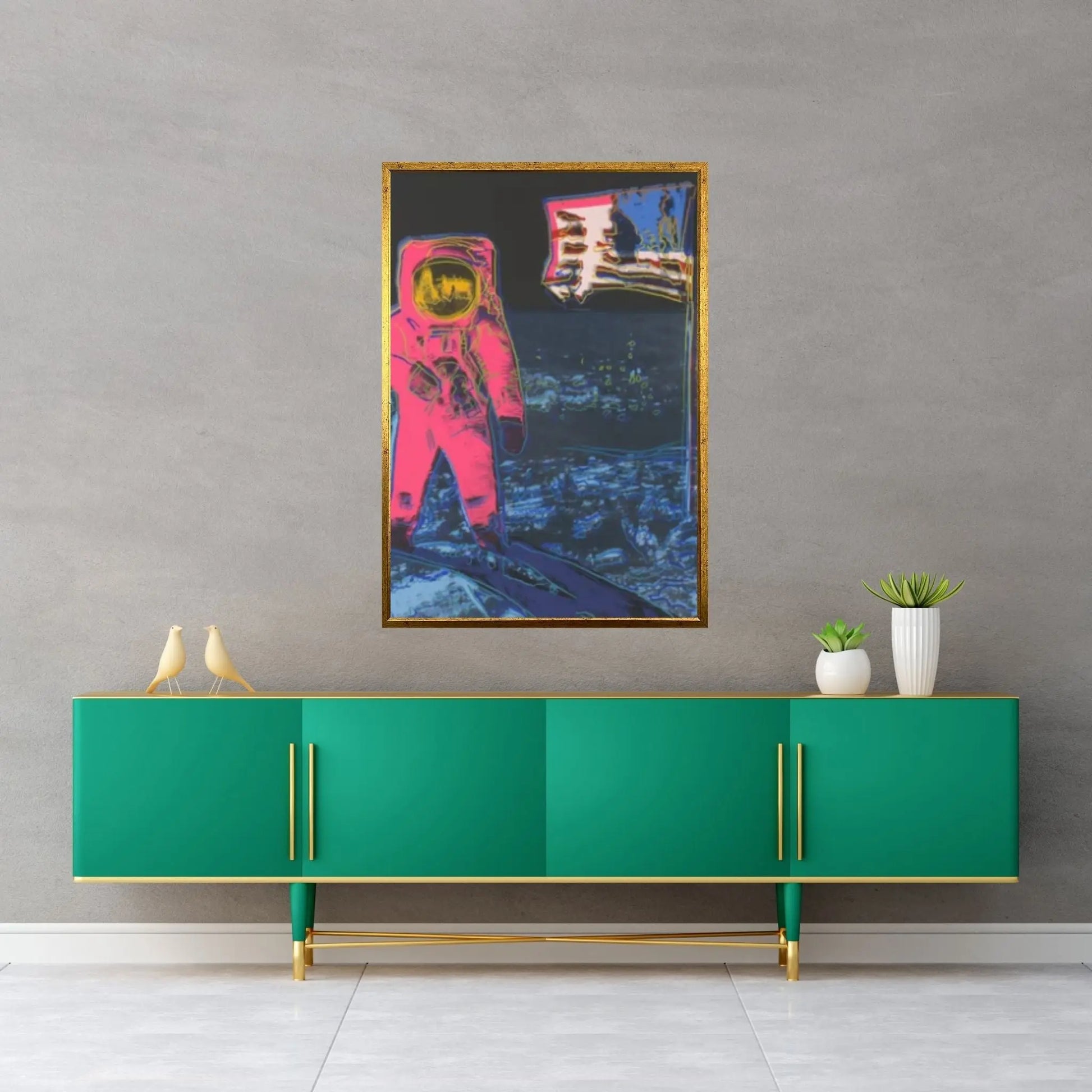 Andy Warhol Moonwalk pop art poster, Andy Warhol Moonwalk Print Warhol Astronaut Wall Art Canvas Paint - Y Canvas