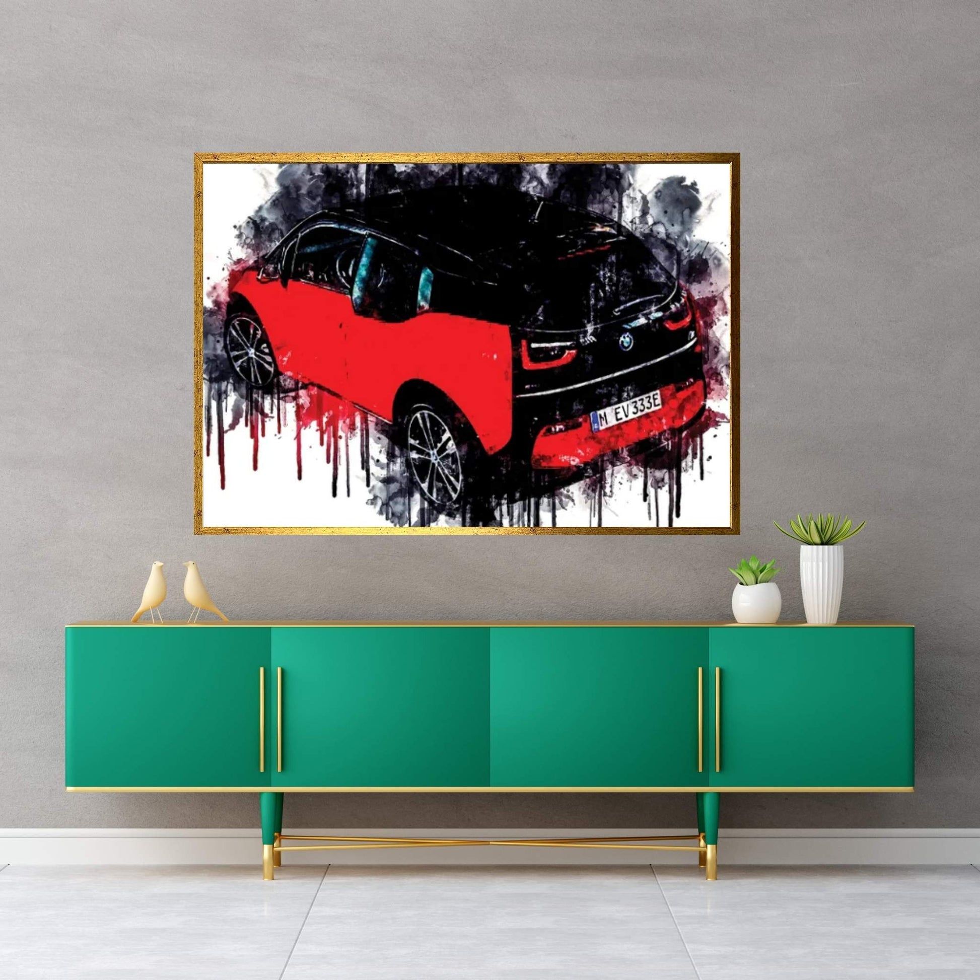 2018 BMW i3s Rear Vehicle CCCXCVII Canvas Wall Art - Y Canvas