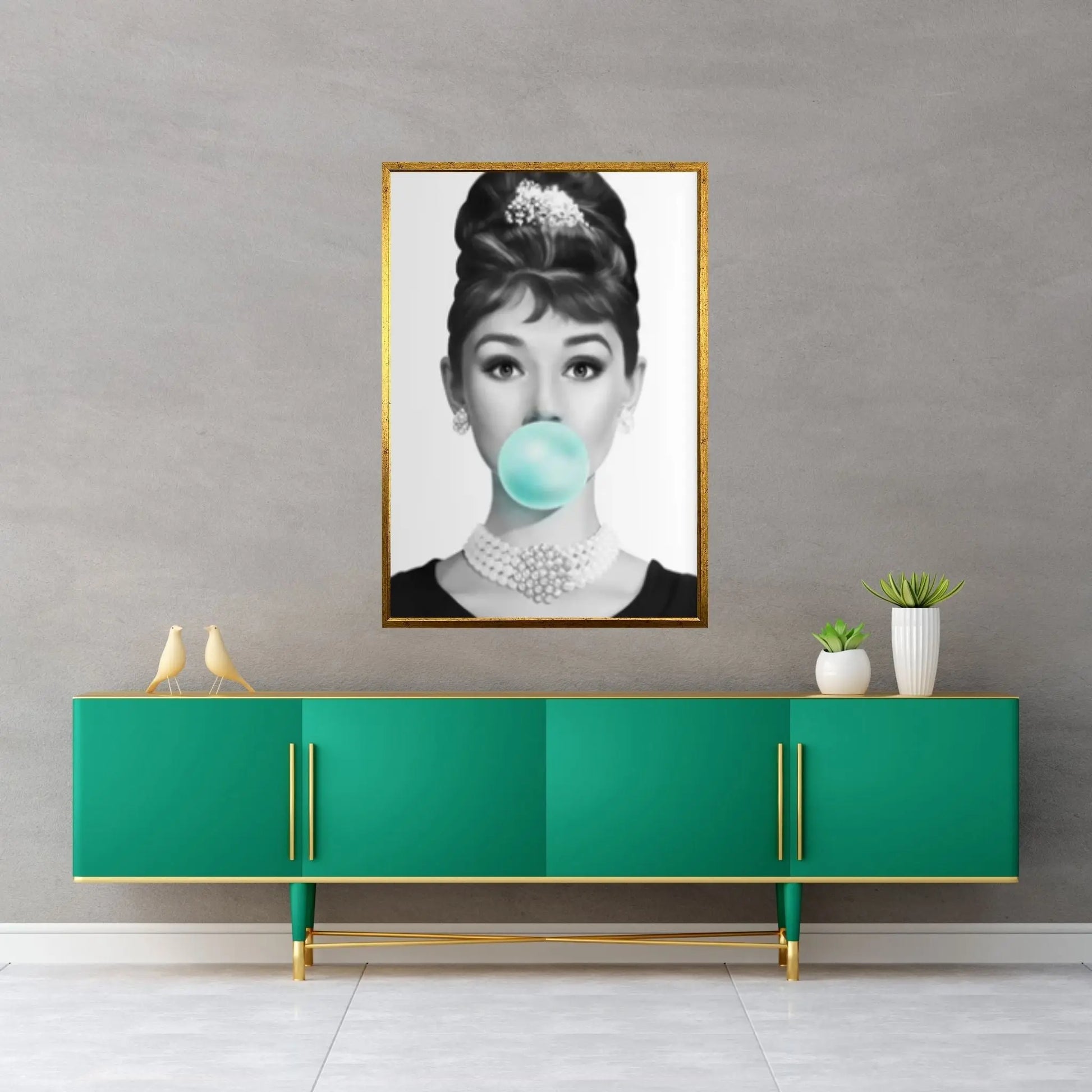 Audrey Hepburn Gum Canvas Print Breakfast at Tiffany's Wall Colored Pop Art - Y Canvas