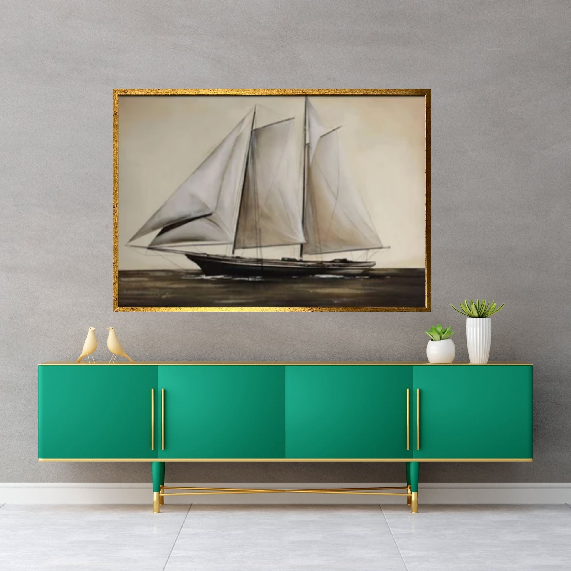 Seascape Wall Art Decor, Ship Ocean Painting, Ship Oil Painting, Ocean Decor, Sailing Ship Canvas Art - Y Canvas