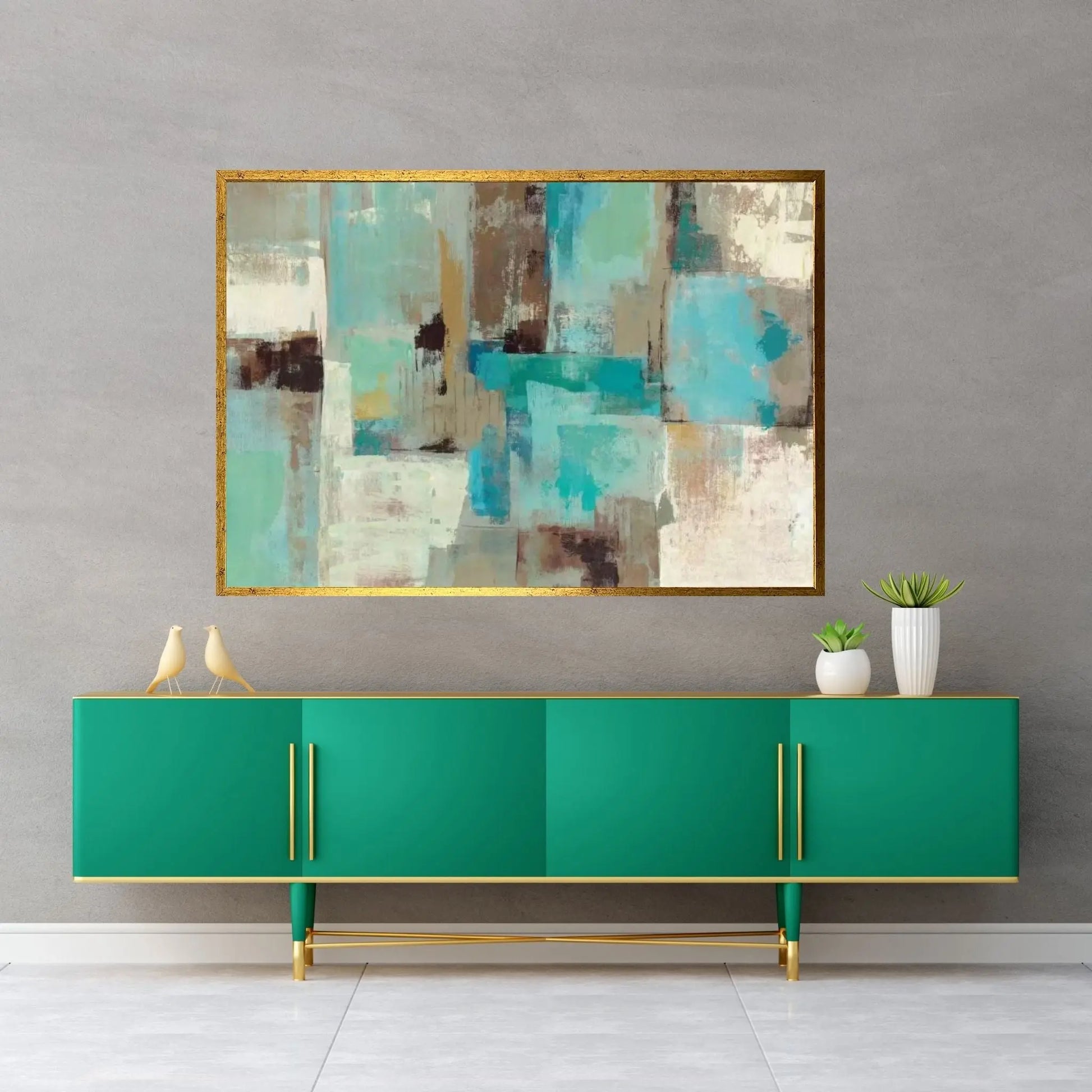 Teal and Aqua Reflections #2 Canvas Wall Art - Y Canvas