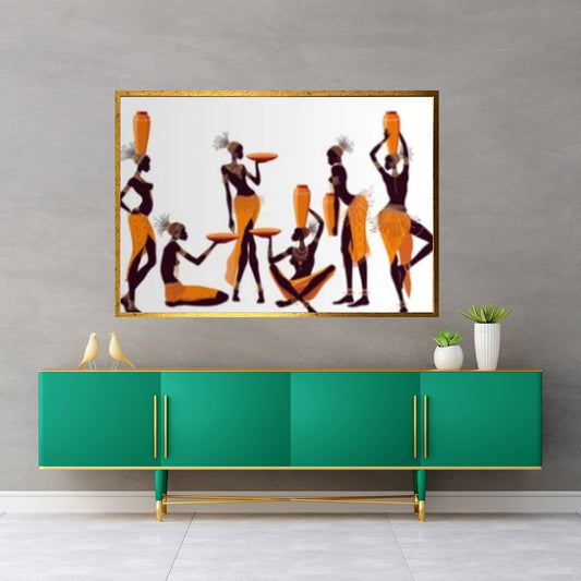 African Women Canvas Wall Art | Afro American Canvas Wall Art | African Women Colorful Abstract - Y Canvas