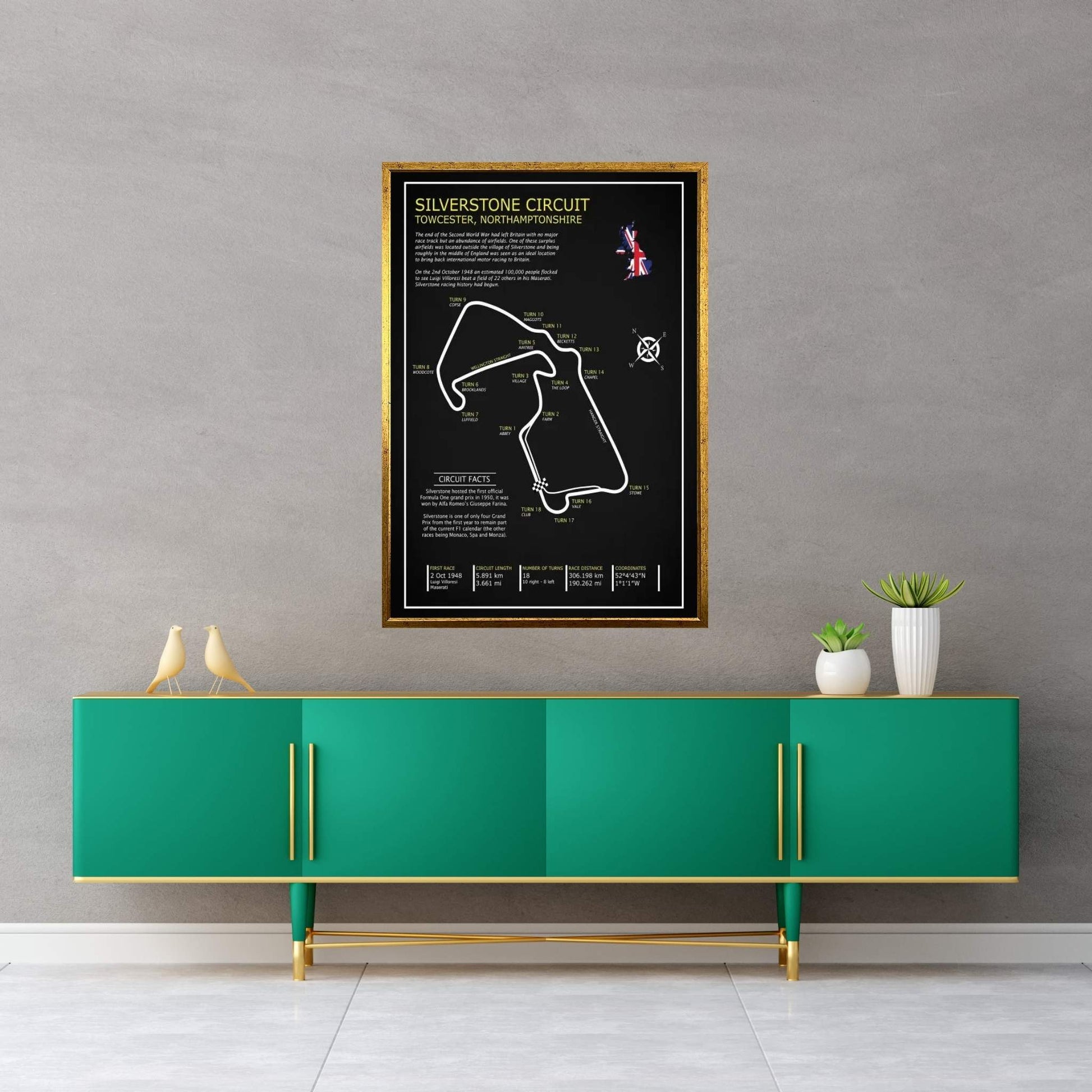 SIlverstone Circuit Black Canvas Wall Art - Y Canvas