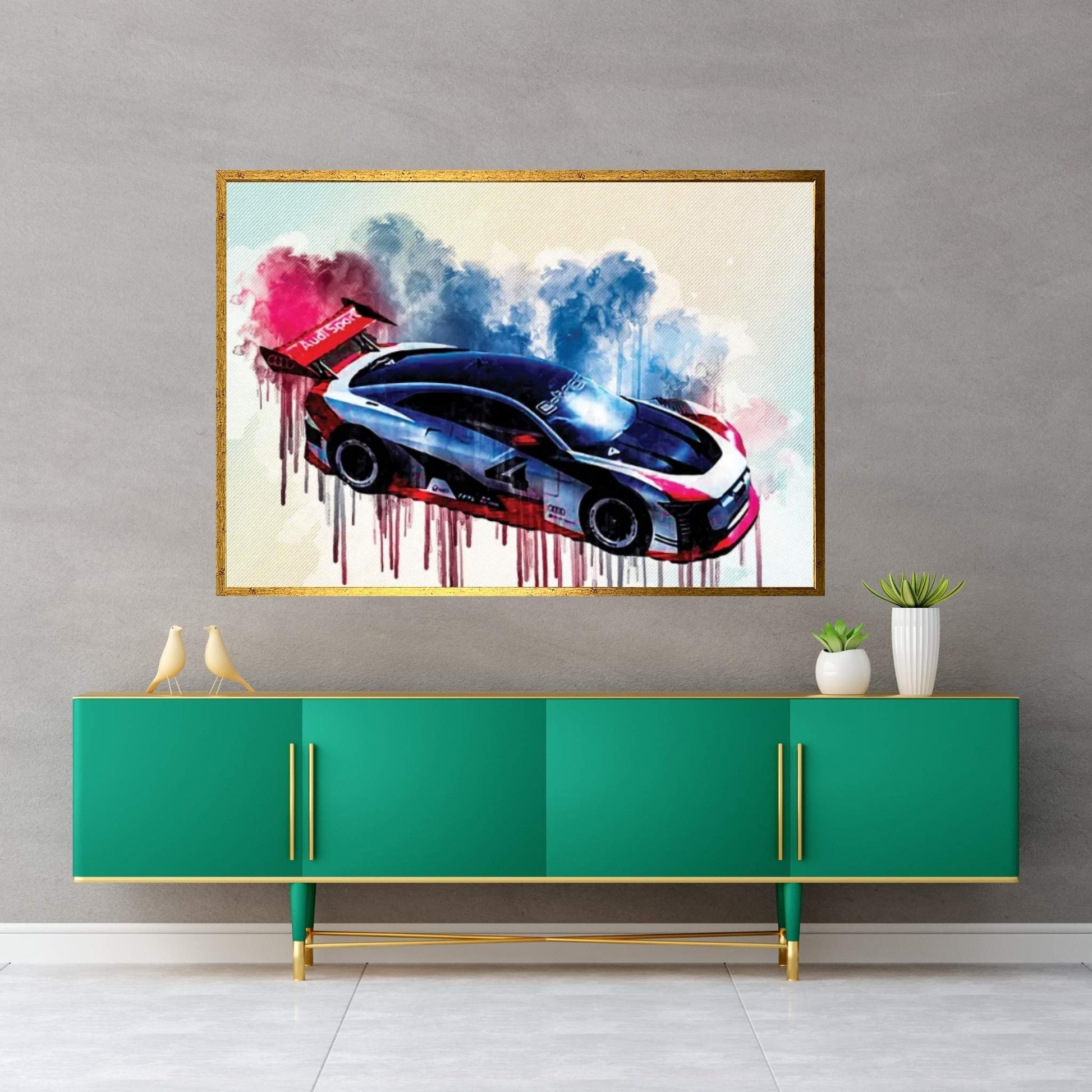 2018 Audi E-Tron Vision Gran Turismo Race Car Canvas Wall Art - Y Canvas