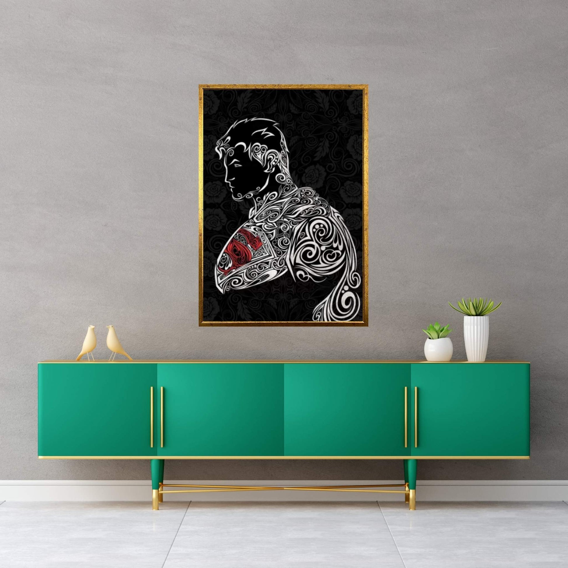 The Man of Carbon Steel in Black Canvas Wall Art - Y Canvas