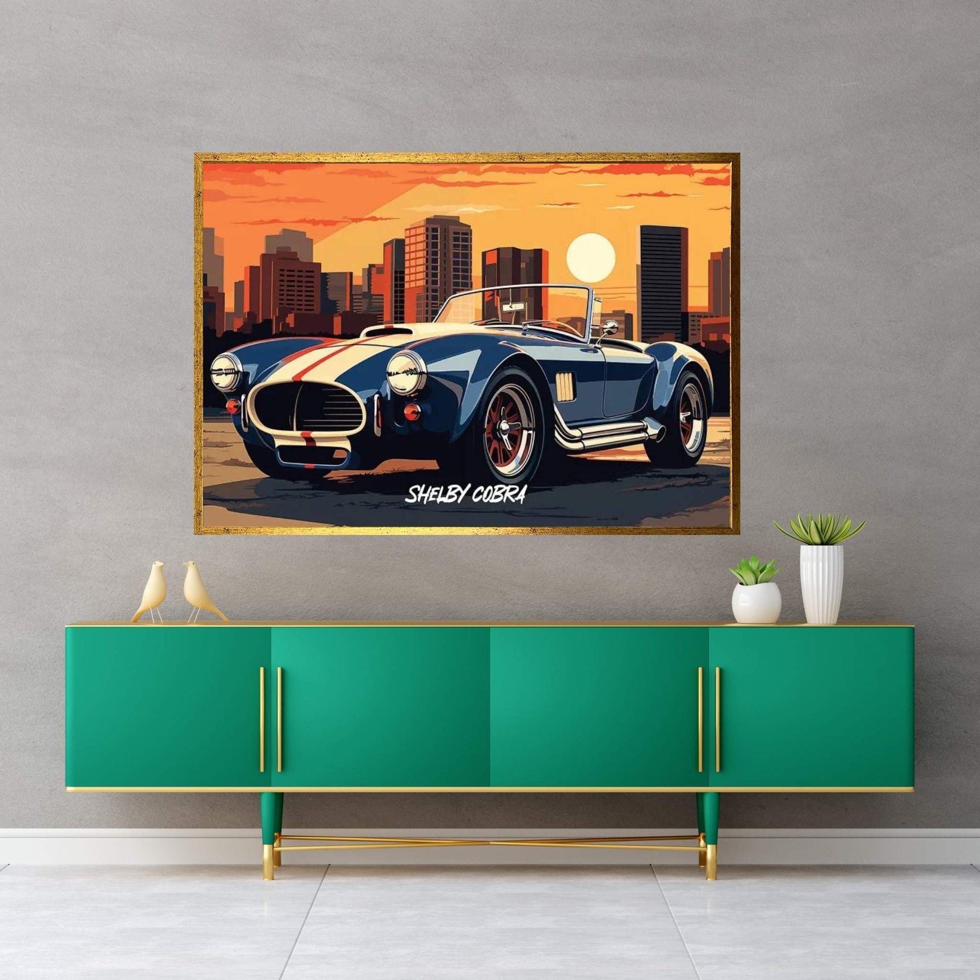 Shelby Cobra Comic Canvas Wall Art - Y Canvas