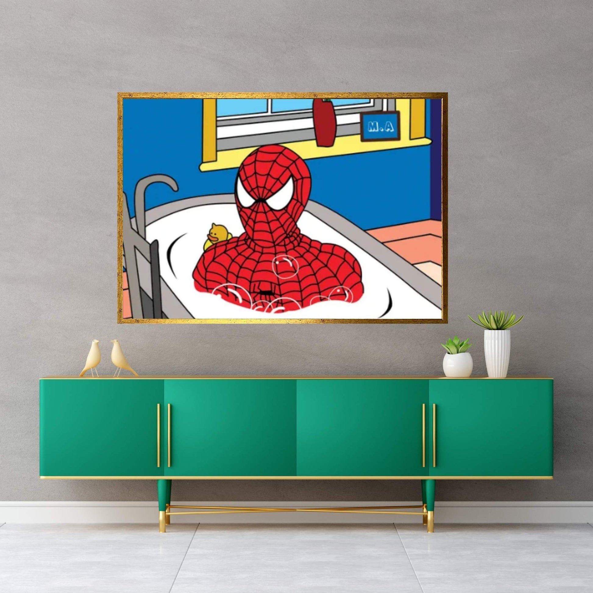 Spidey Bath Time Canvas Wall Art - Y Canvas