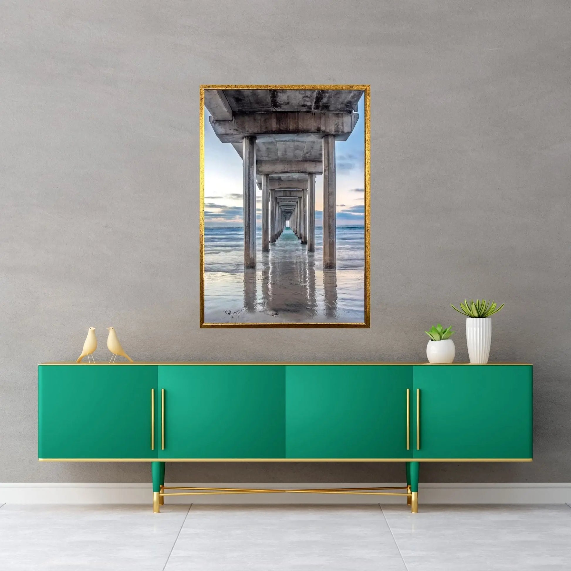 Support Pillars, Ellen Browning Scripps Memorial Pier, La Jolla, San Diego, California, USA Canvas Wall Art - Y Canvas