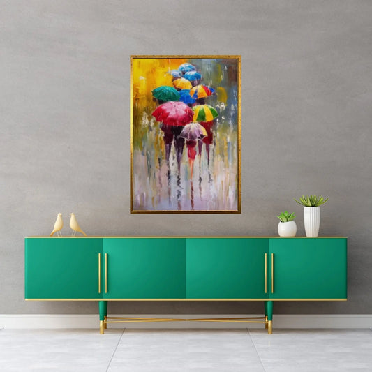 Color People Umbrella Canvas WAll Art Home Decor Poster Print - Y Canvas