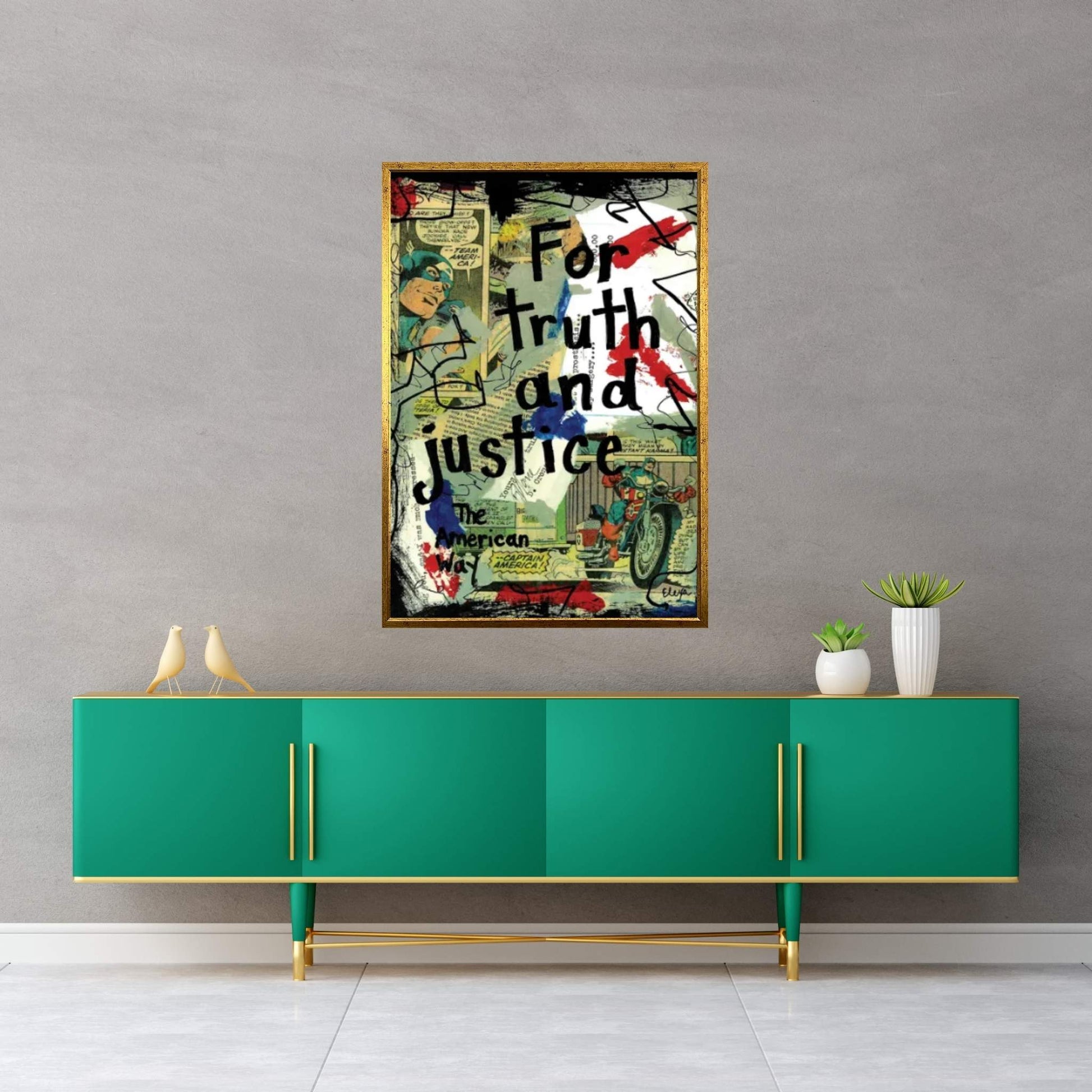 Truth Justice Captain America Canvas Wall Art - Y Canvas