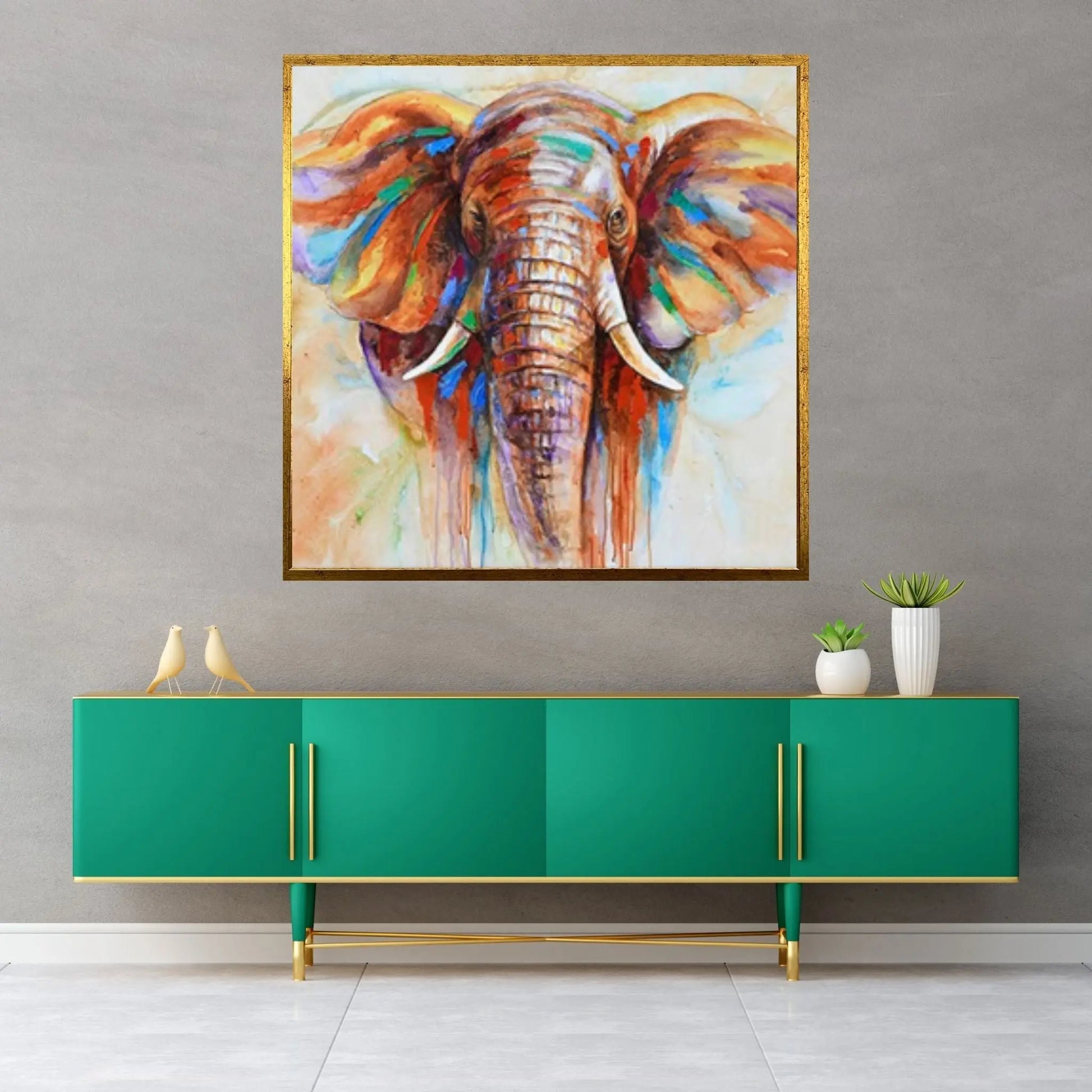 Elephant Painting Impressionist Africa Elephant Animal Wall Art Canvas Canvas Wall Art Living - Y Canvas