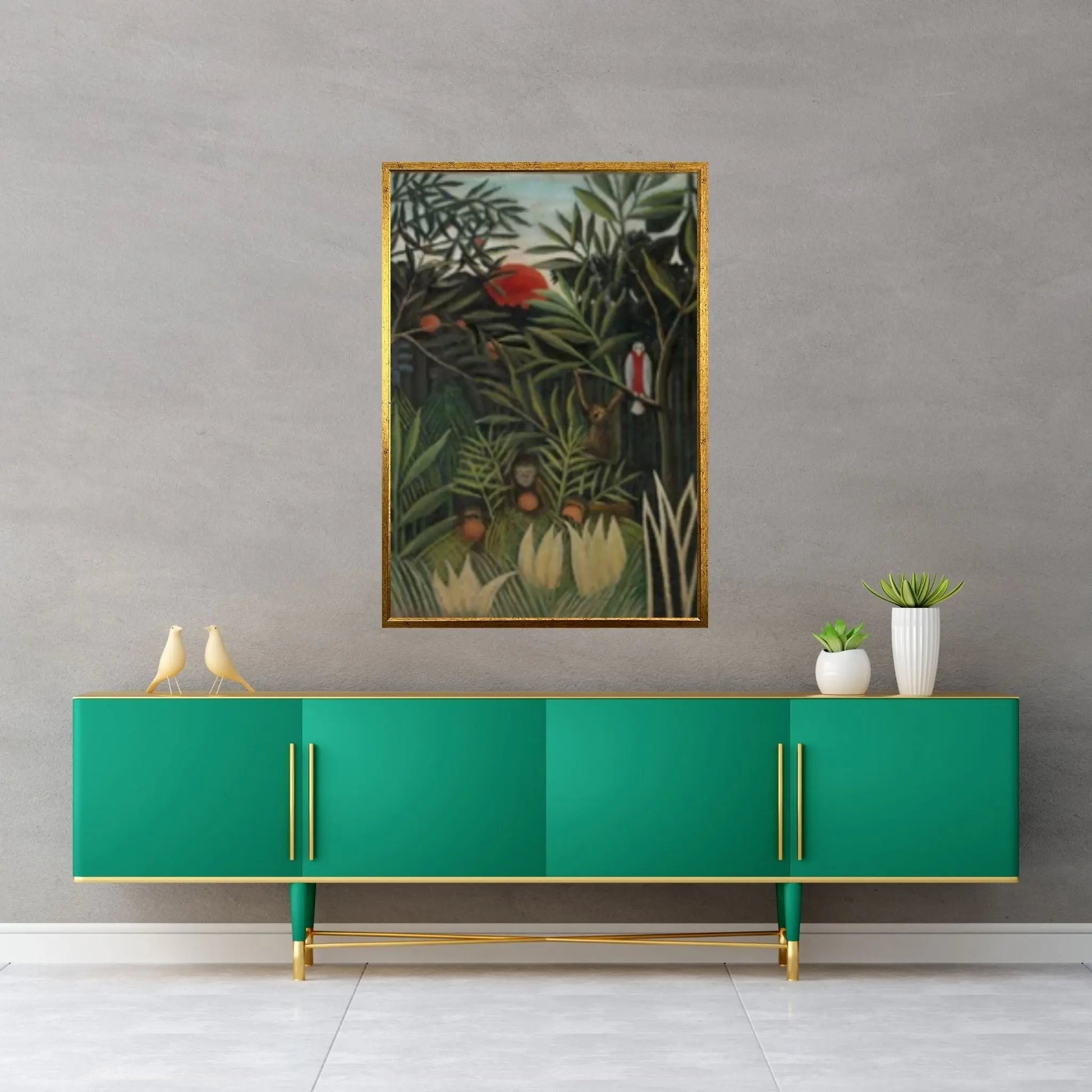 Henri Rousseau Monkeys and Parrot Canvas Wall Art Print, Henri Rousseau, Henri Rousseau Poster, Tropical Print Wall Art - Y Canvas