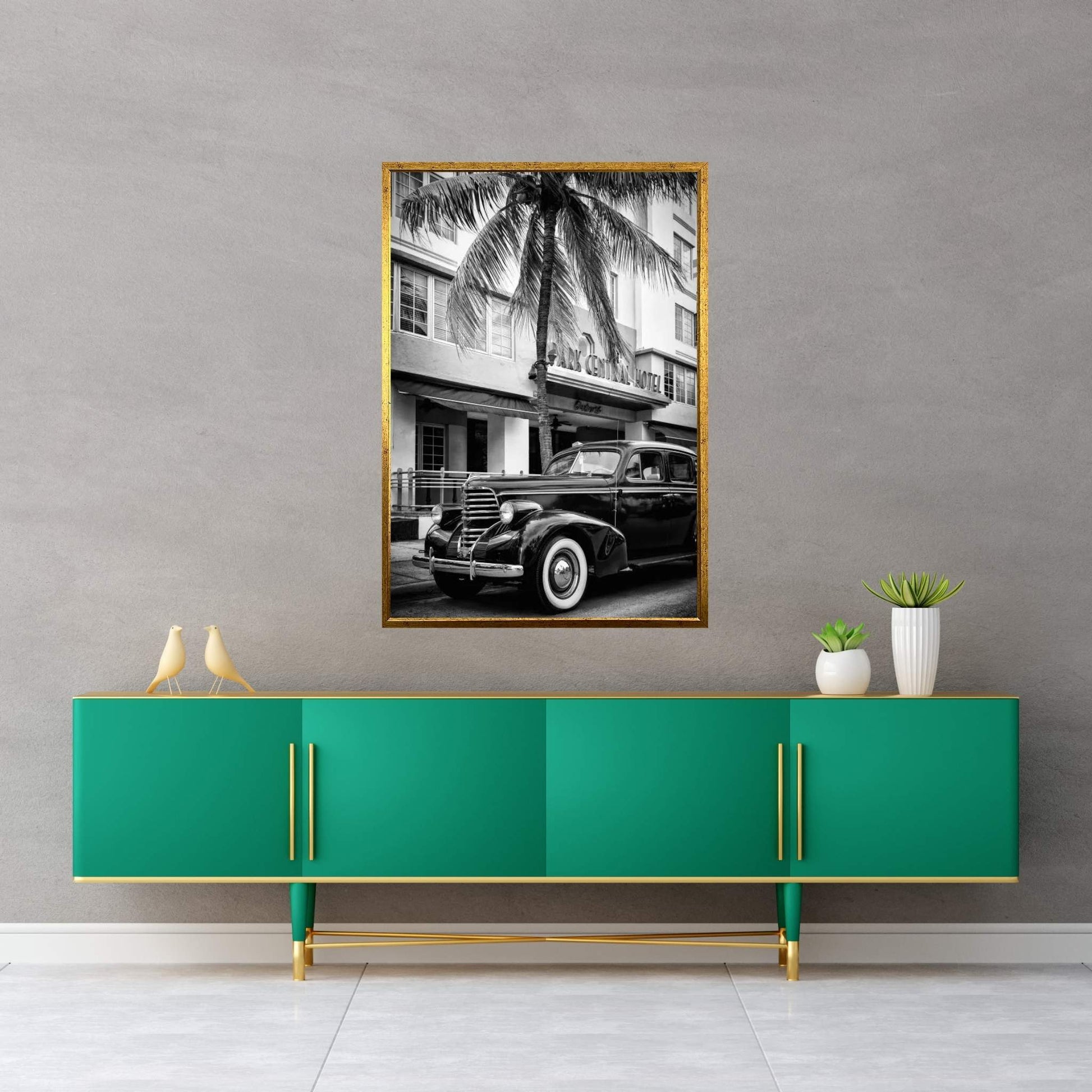 Vintage Car & Art Deco District Canvas Wall Art - Y Canvas