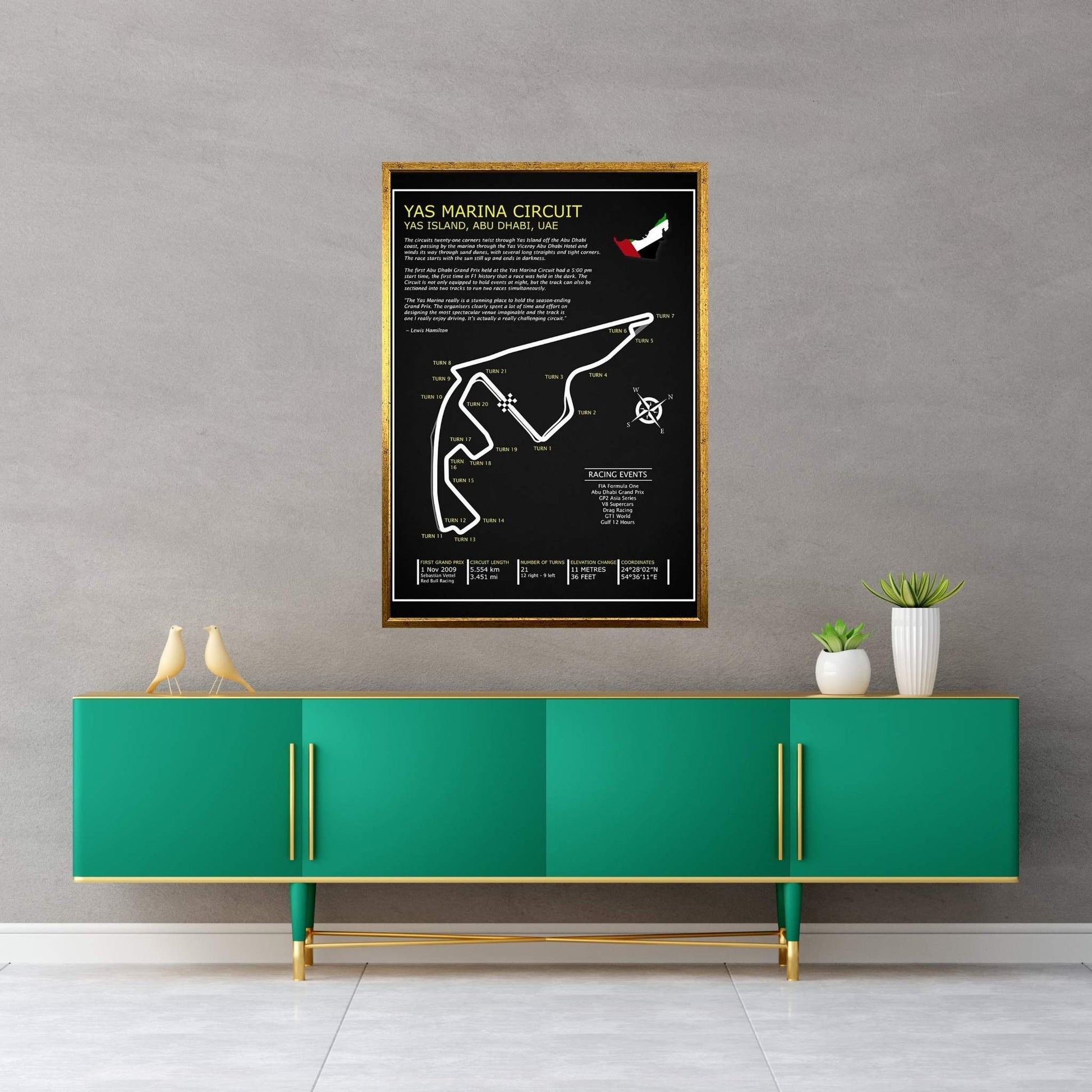 Yas Marina Circuit UAE BL Canvas Wall Art - Y Canvas