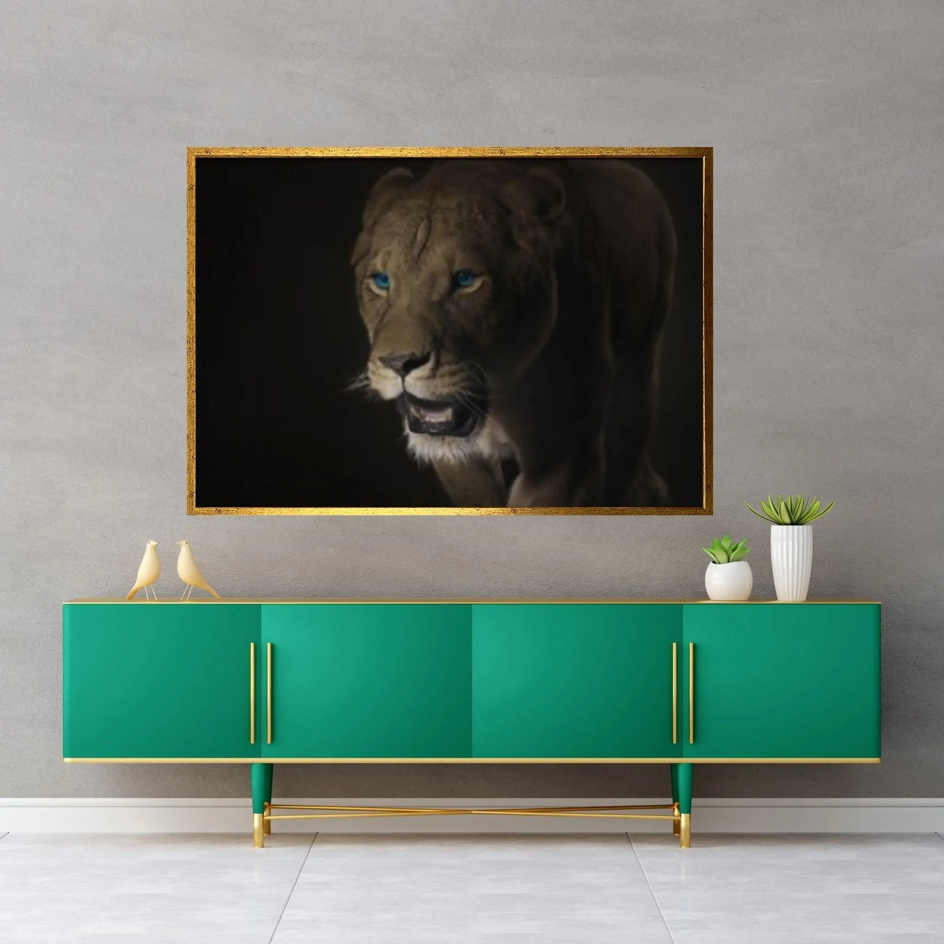 Blue-eyed lioness Lion Canvas Wall Art Animal Wall Art, Canvas Wall Art,Animal wall art decor Large lion art - Y Canvas