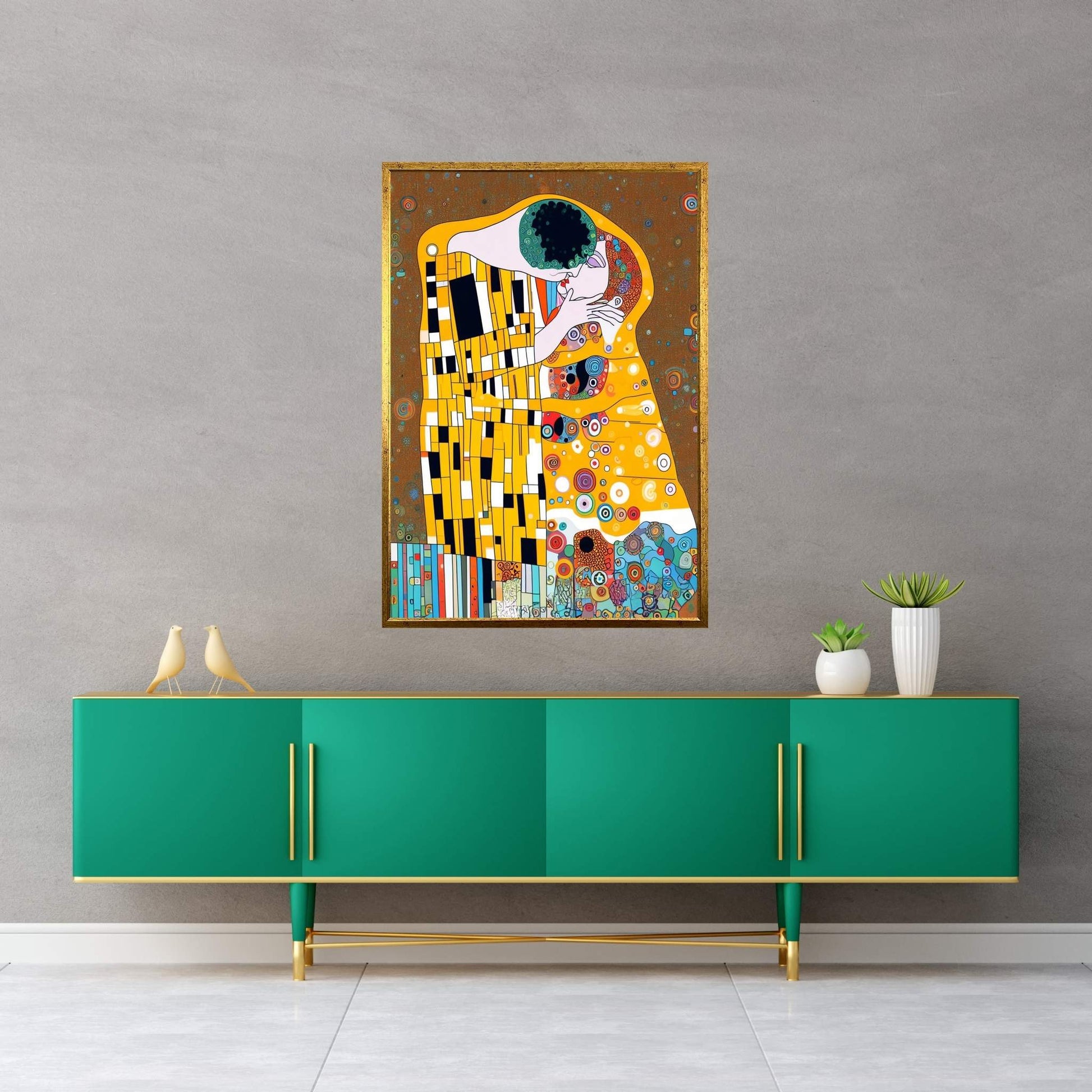 Gustav Klimt's The Kiss: Canvas Wall Art Reproduction Home Decor - Y Canvas