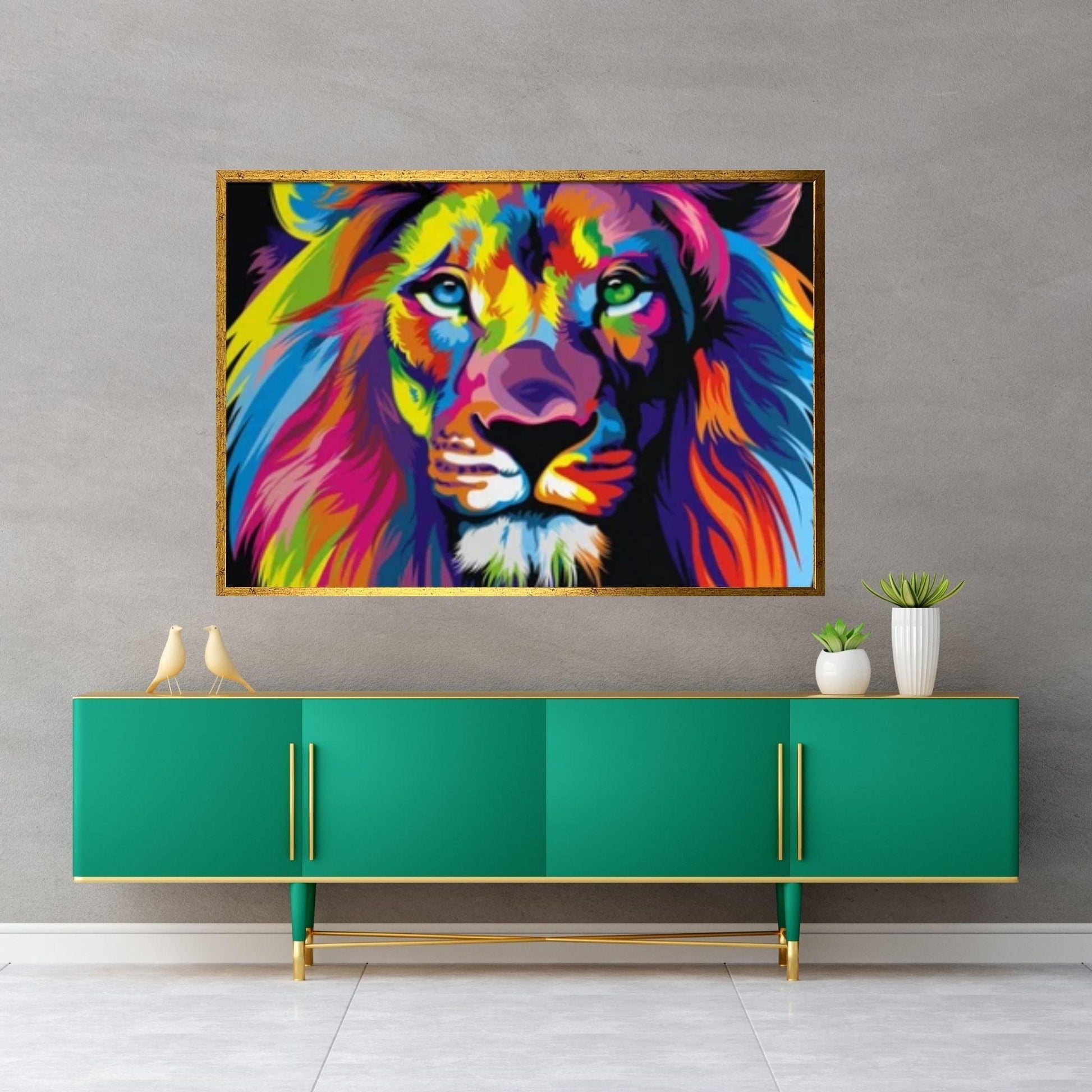 Lion Canvas Wall Art, Canvas Watercolor Home Decoration, Abstract Lion Painting Living Room Lion Art - Y Canvas