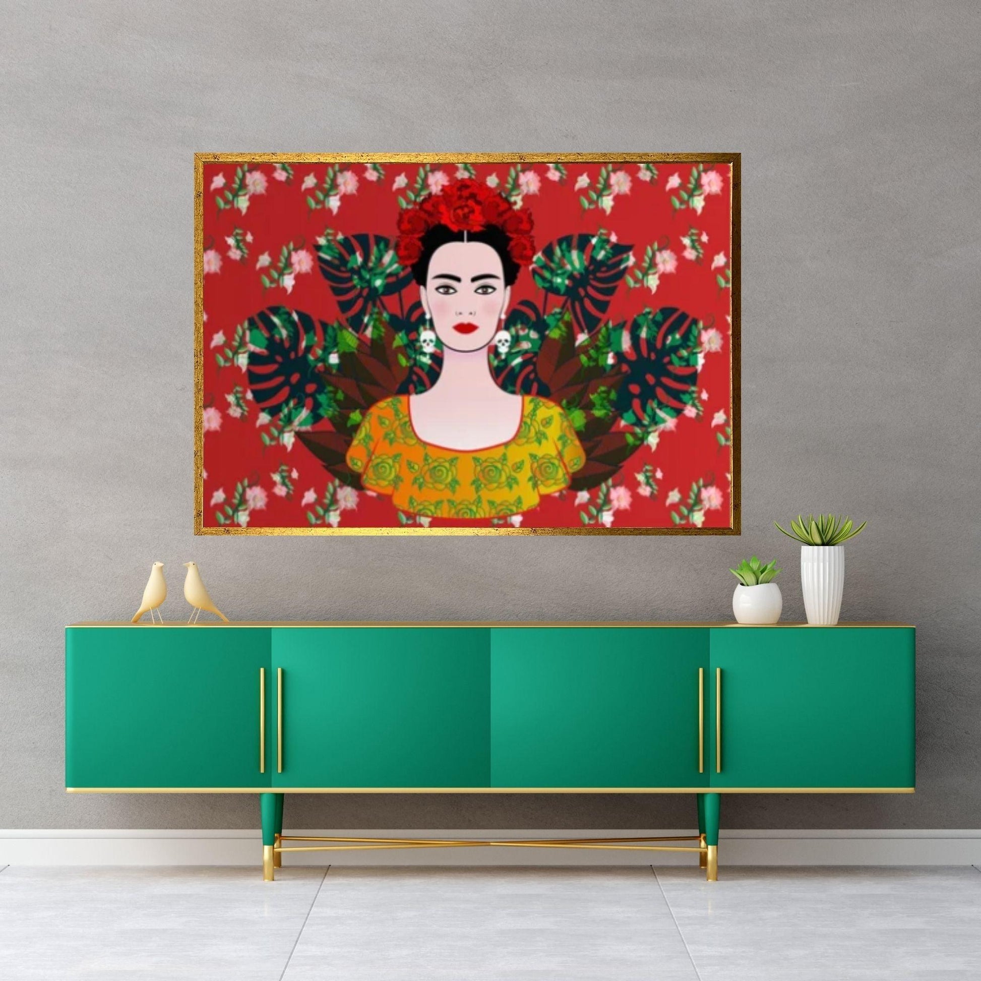 Frida Kahlo Art Canvas Frida Kahlo Wall Art, Mexican Floral Feminist Art - Y Canvas