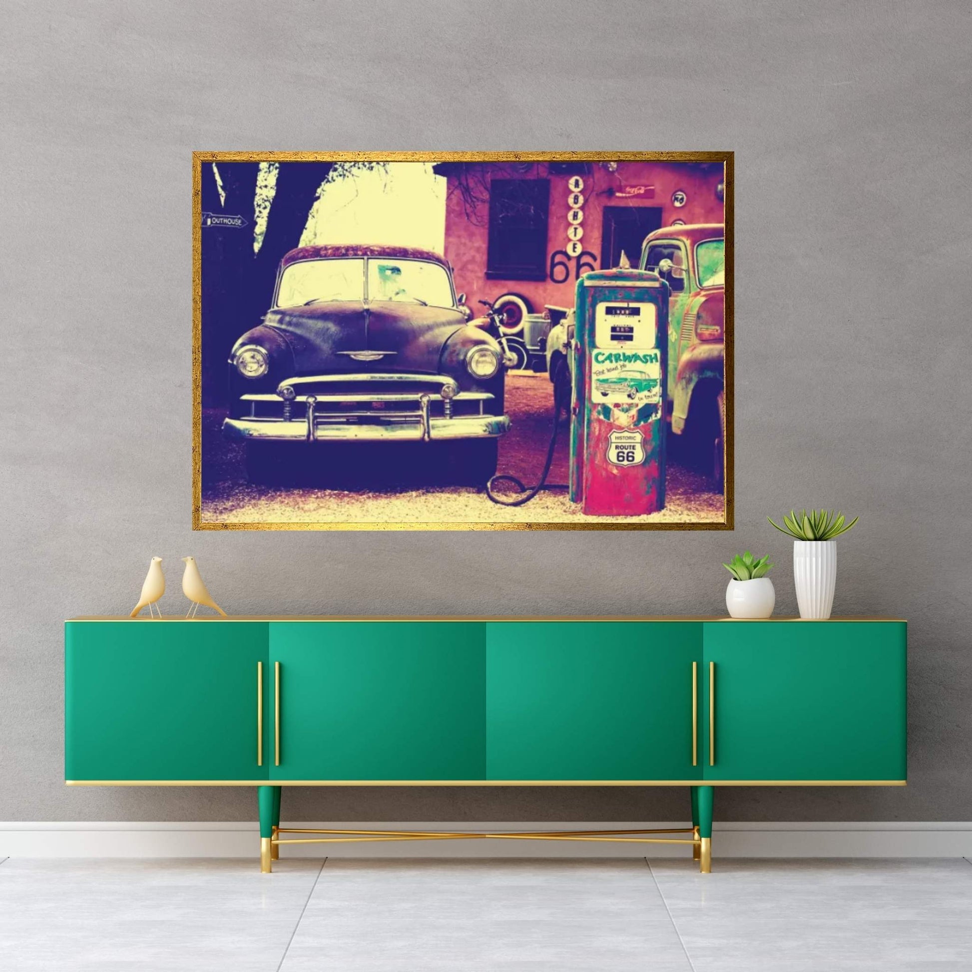 U.S. Route 66 Fill-Up Station Canvas Wall Art - Y Canvas