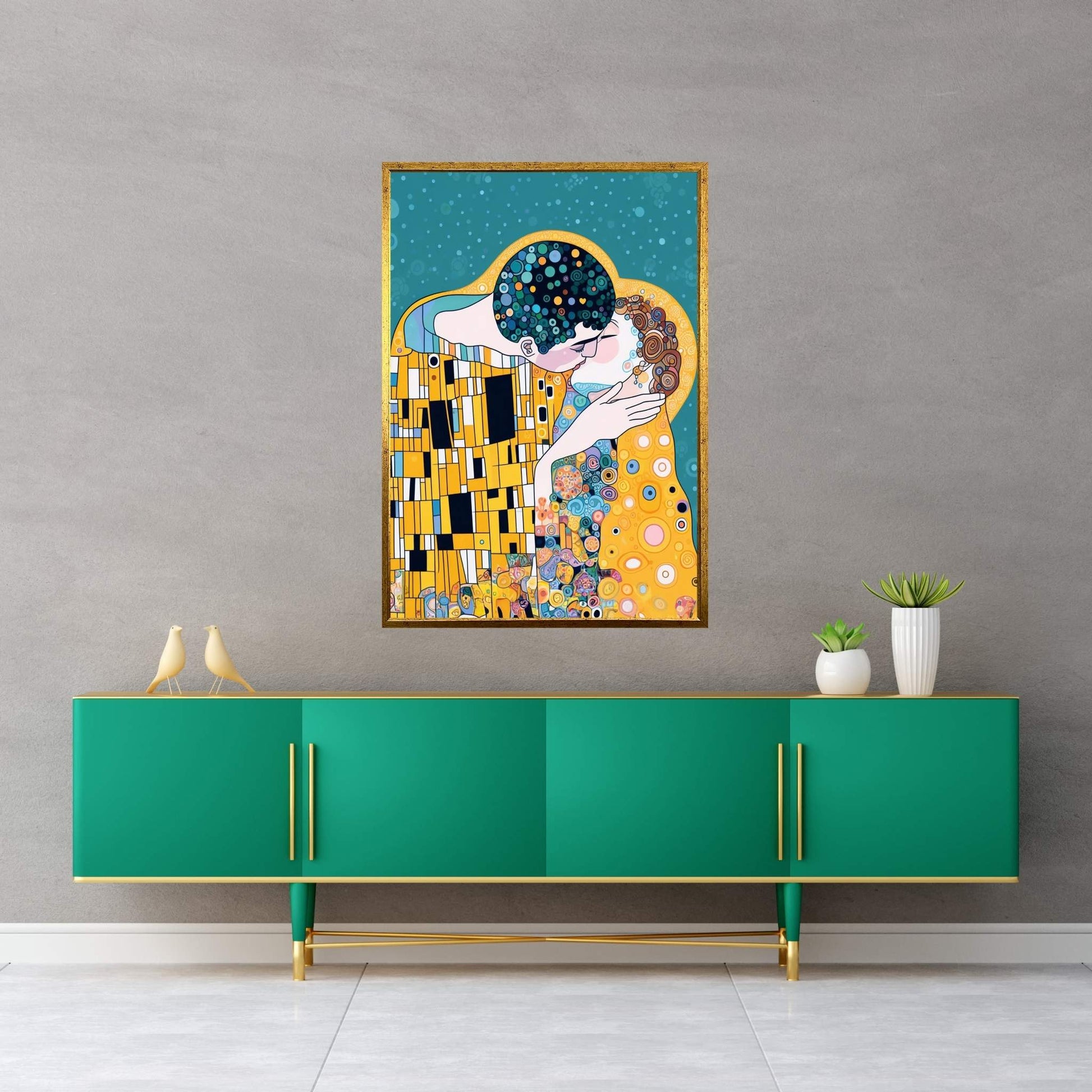 Gustav Klimt's The Kiss: Canvas Wall Art Reproduction Home Decor - Y Canvas