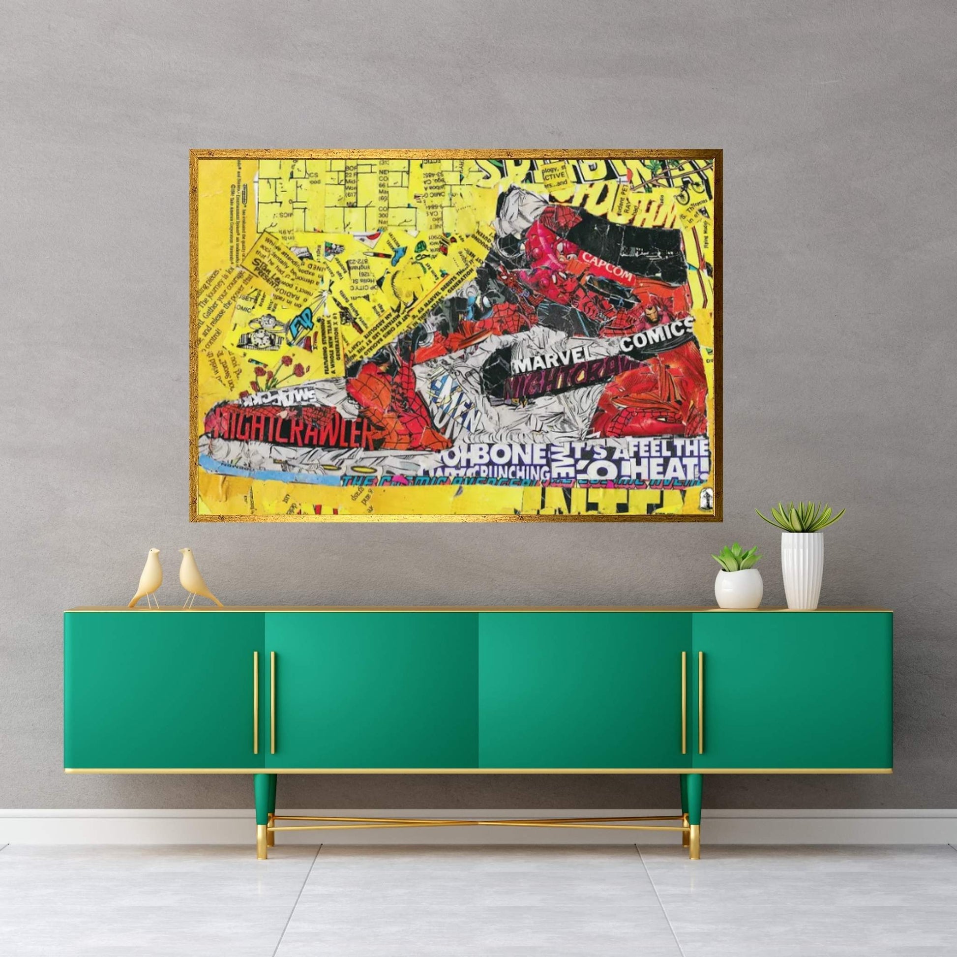 Spiderverse Nike Air Jordan 1 Sneakers Canvas Wall Art - Y Canvas