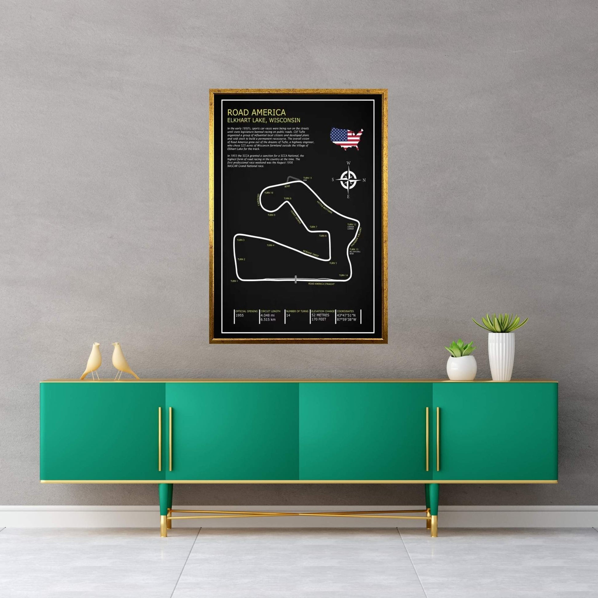 Road America BL Canvas Wall Art - Y Canvas