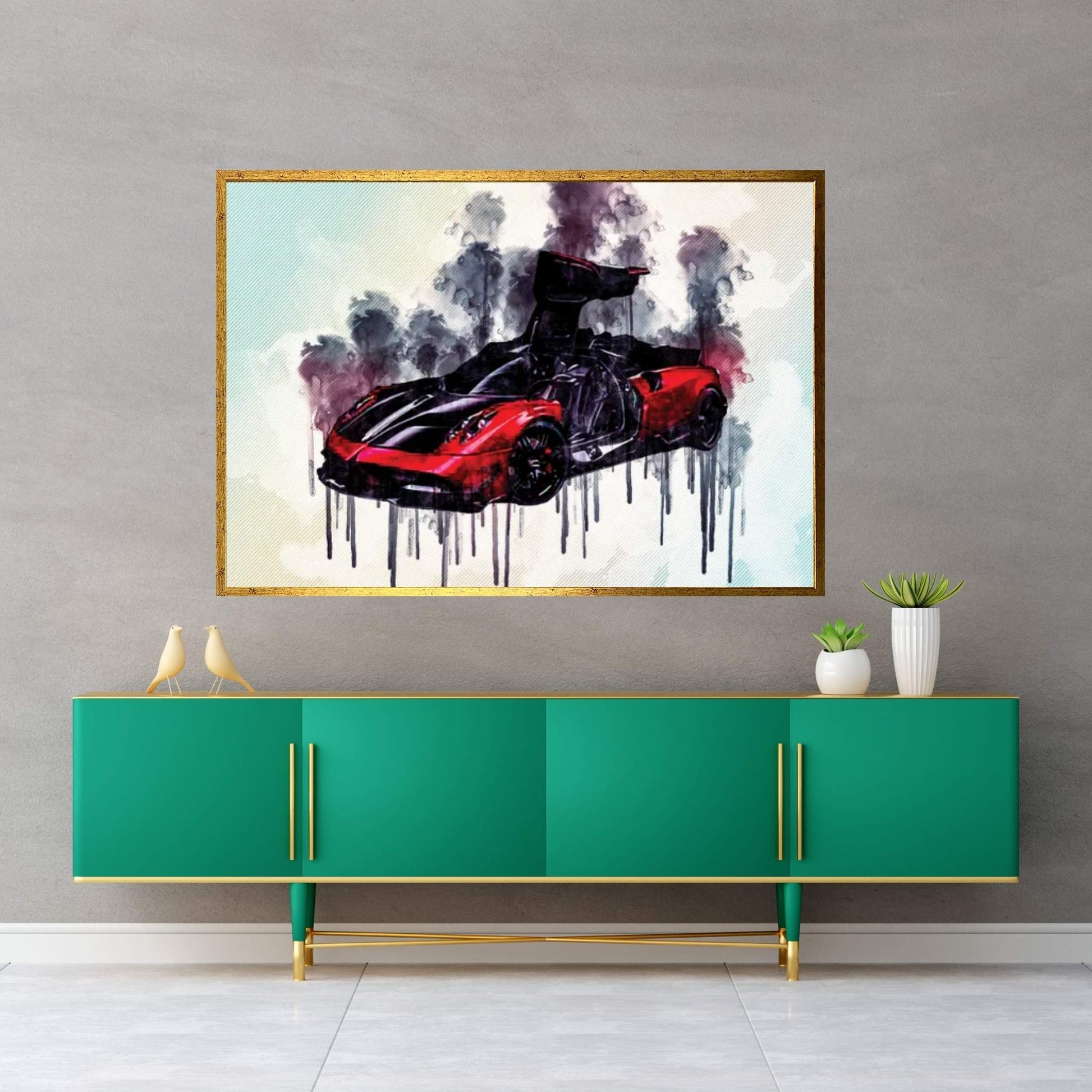 Pagani Huayra Bc Hypercar Black And Red Luxury Sports Cars Canvas Wall Art - Y Canvas