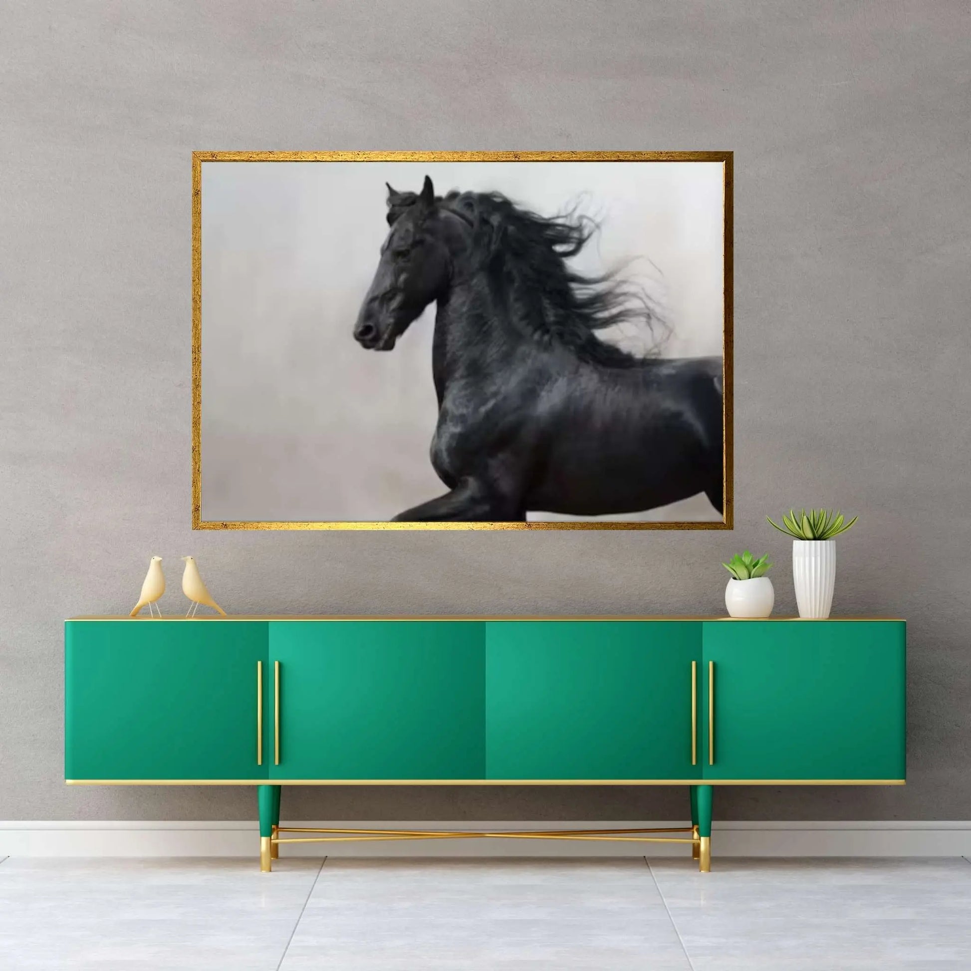 Large Black Horse Print Poster Canvas Art Animal Art Horse Wall Art Horse Wall Decor - Y Canvas