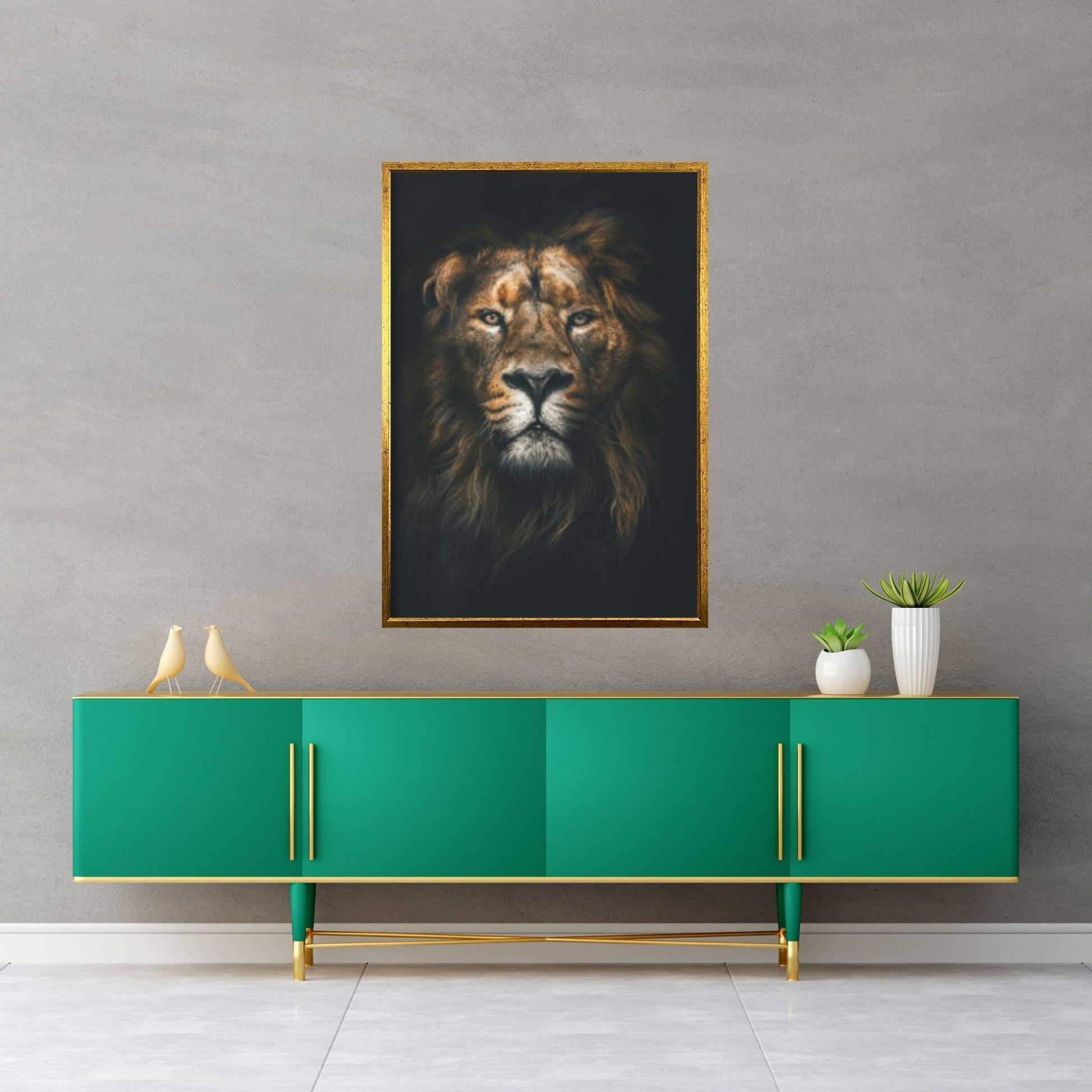 Animal Lion Canvas Wall Art, Creative Animal Modeling Wall Art - Y Canvas