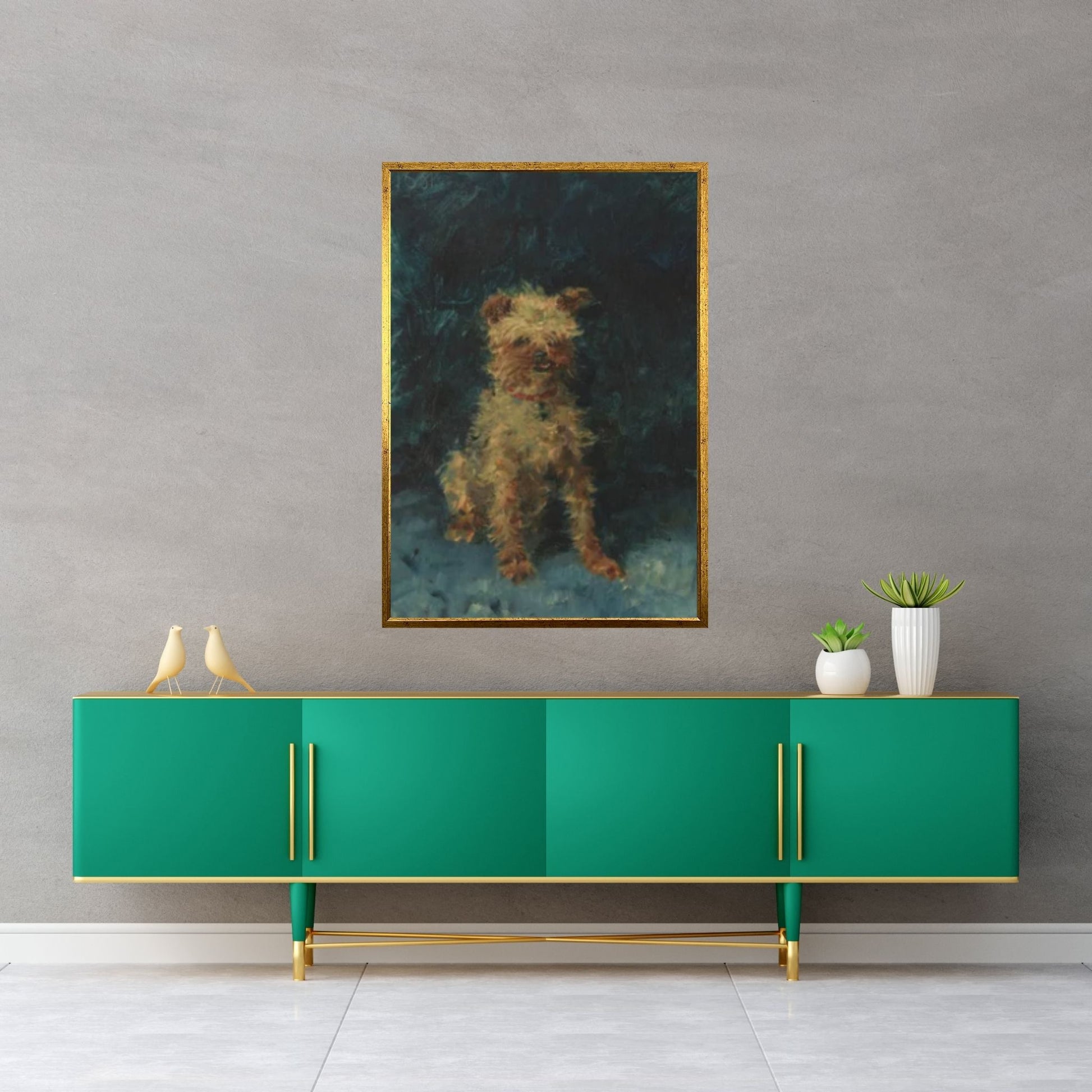 Small Yorkshire Terrier Dog Oil Canvas Wall Art Painting / Cute Yorkie Canvas Wall Art / Vintage French 19th Century Art - Y Canvas