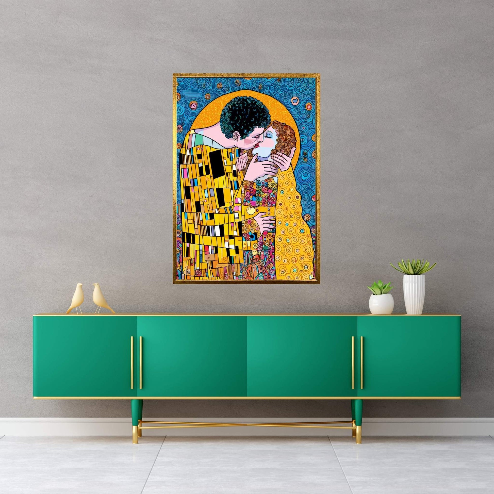 Gustav Klimt's The Kiss: Canvas Wall Art Reproduction Home Decor - Y Canvas