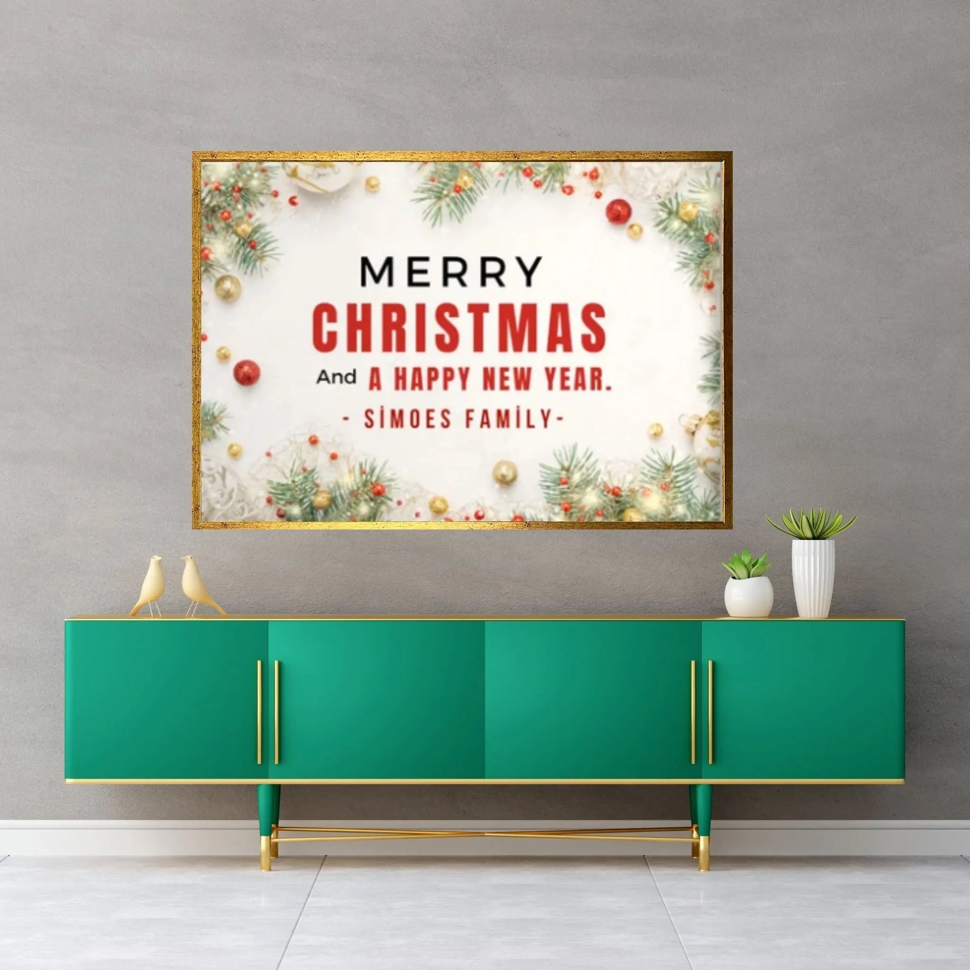 Christmas Decor Sign Personalized Custom Family Welcome Home Holiday Wall Art Canvas Print Decorations Name Sign Modern Farmhouse Wall Decor - Y Canvas