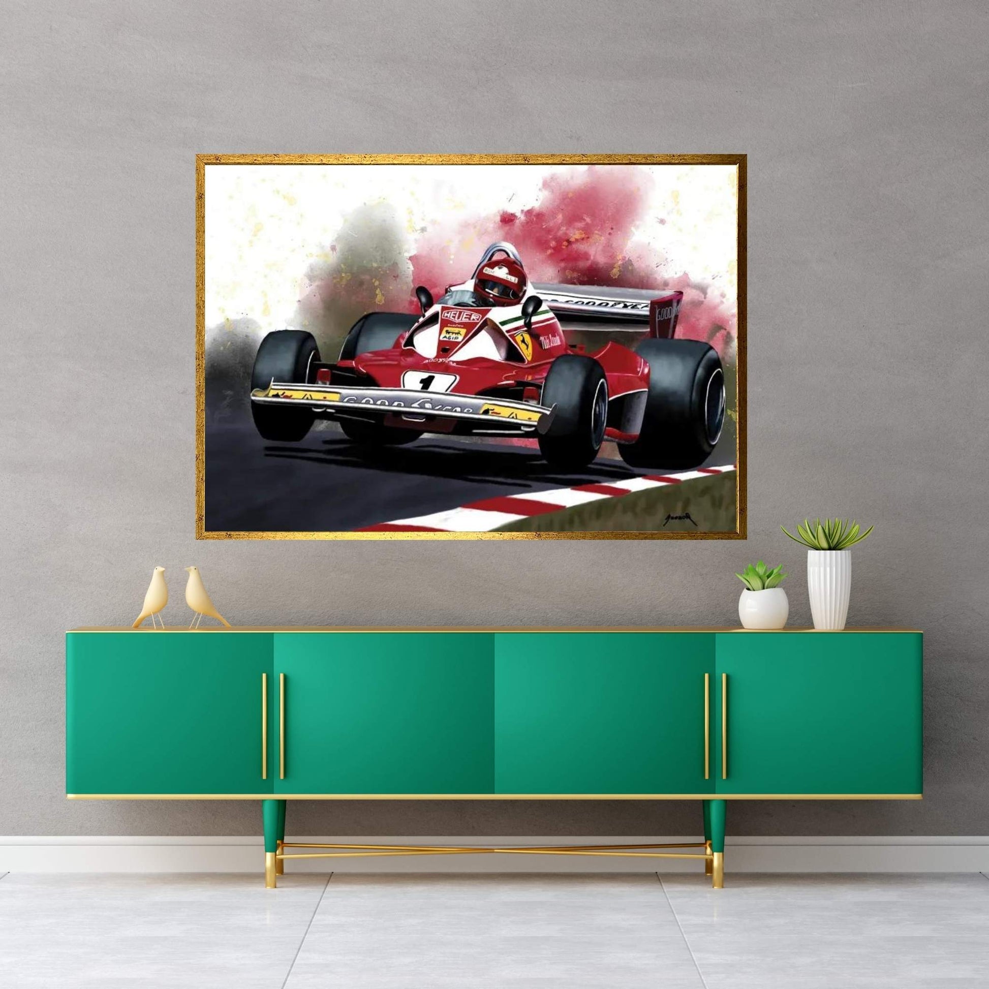 1976 Niki Lauda Racing Car Canvas Wall Art - Y Canvas