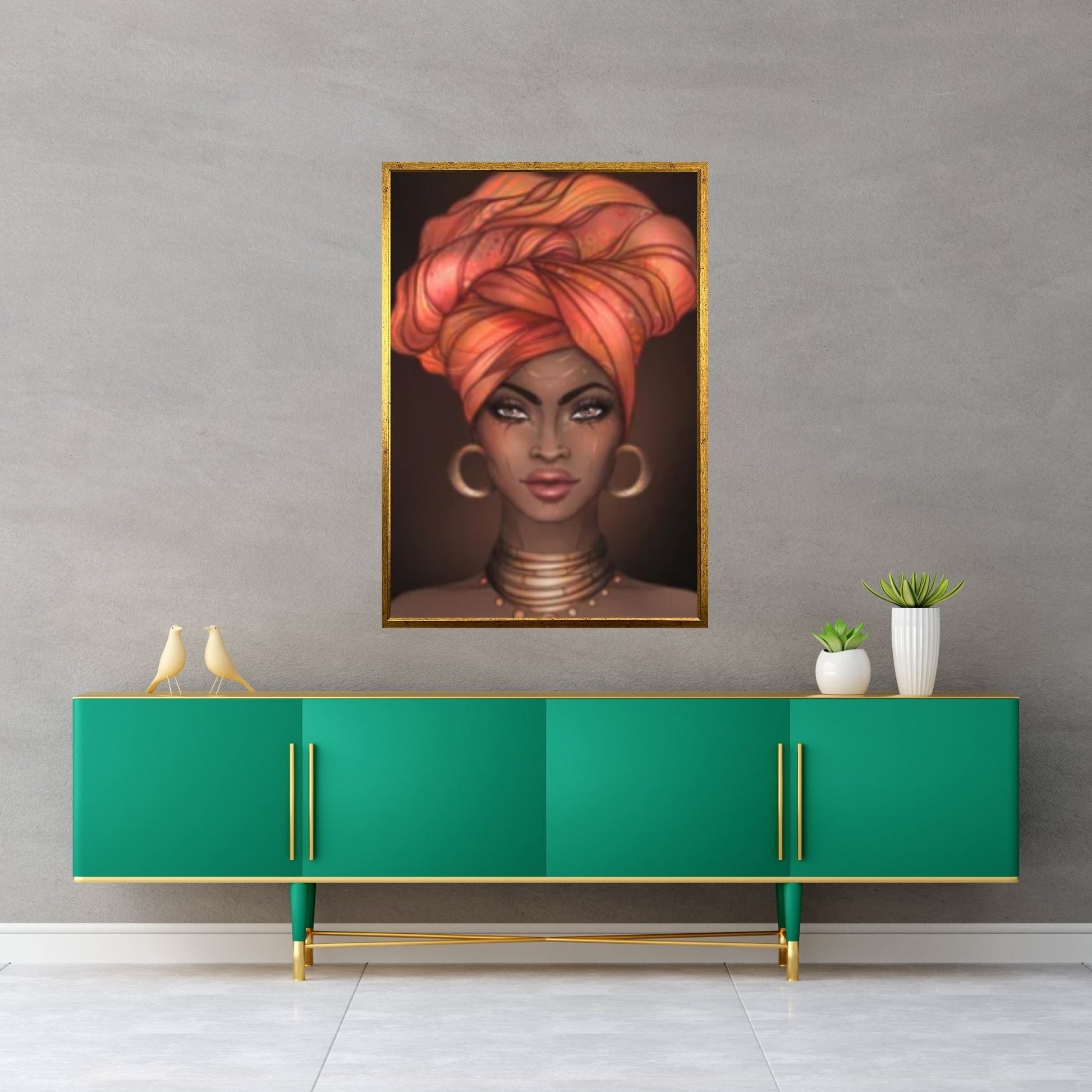 African Art Wall Decor, African Woman Makeup Wall Art, Abstract Canvas Art - Y Canvas