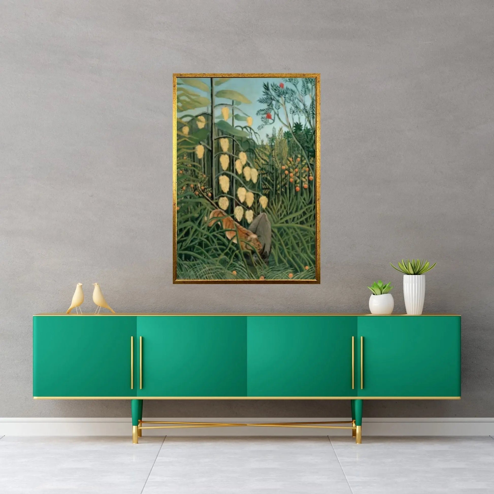 Henri Rousseau In a Tropical Forest Canvas Wall Art, Henri Rousseau print, Henri Rousseau poster Canvas - Y Canvas