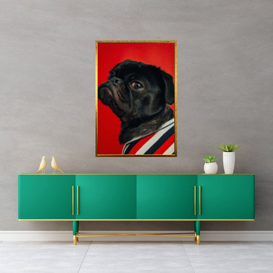 Pop Art Pug Dog Canvas Print Wall Art, Fanny Retro Vintage Art - Y Canvas