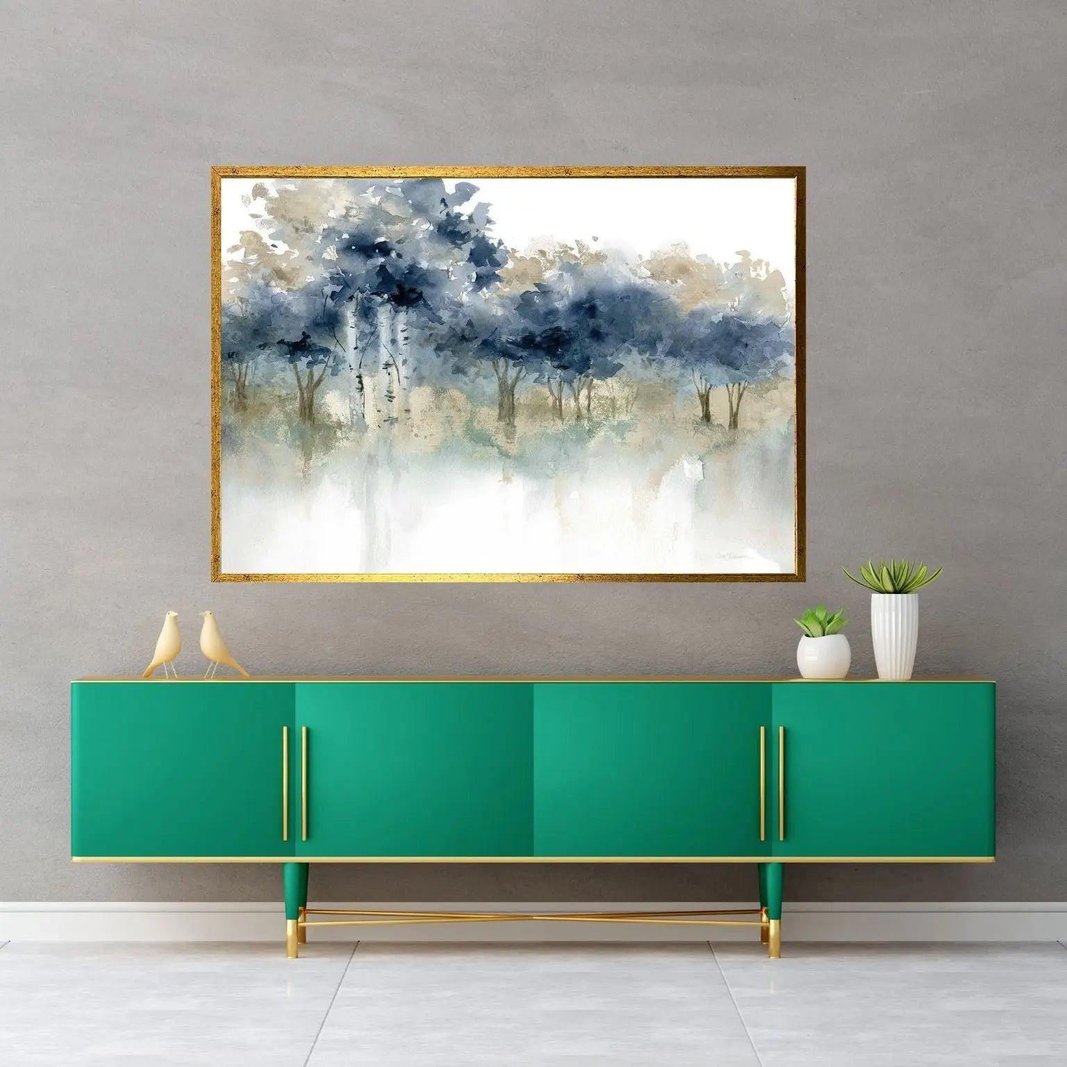 Water's Edge Abstract Canvas Wall Art - Y Canvas