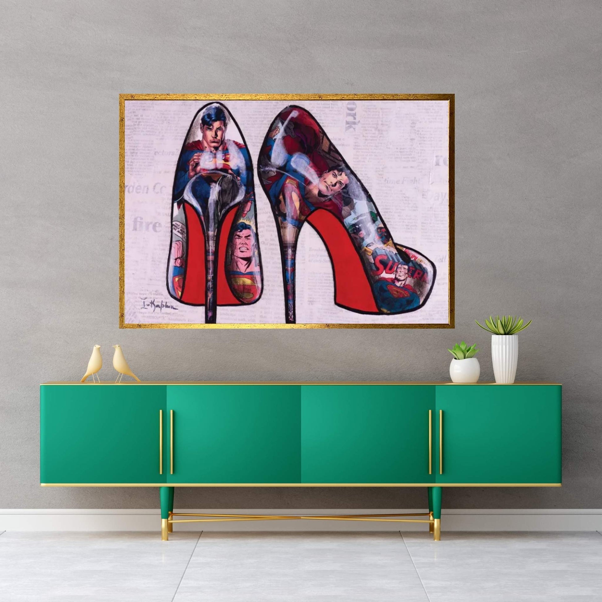 Superman Heels Canvas Wall Art - Y Canvas