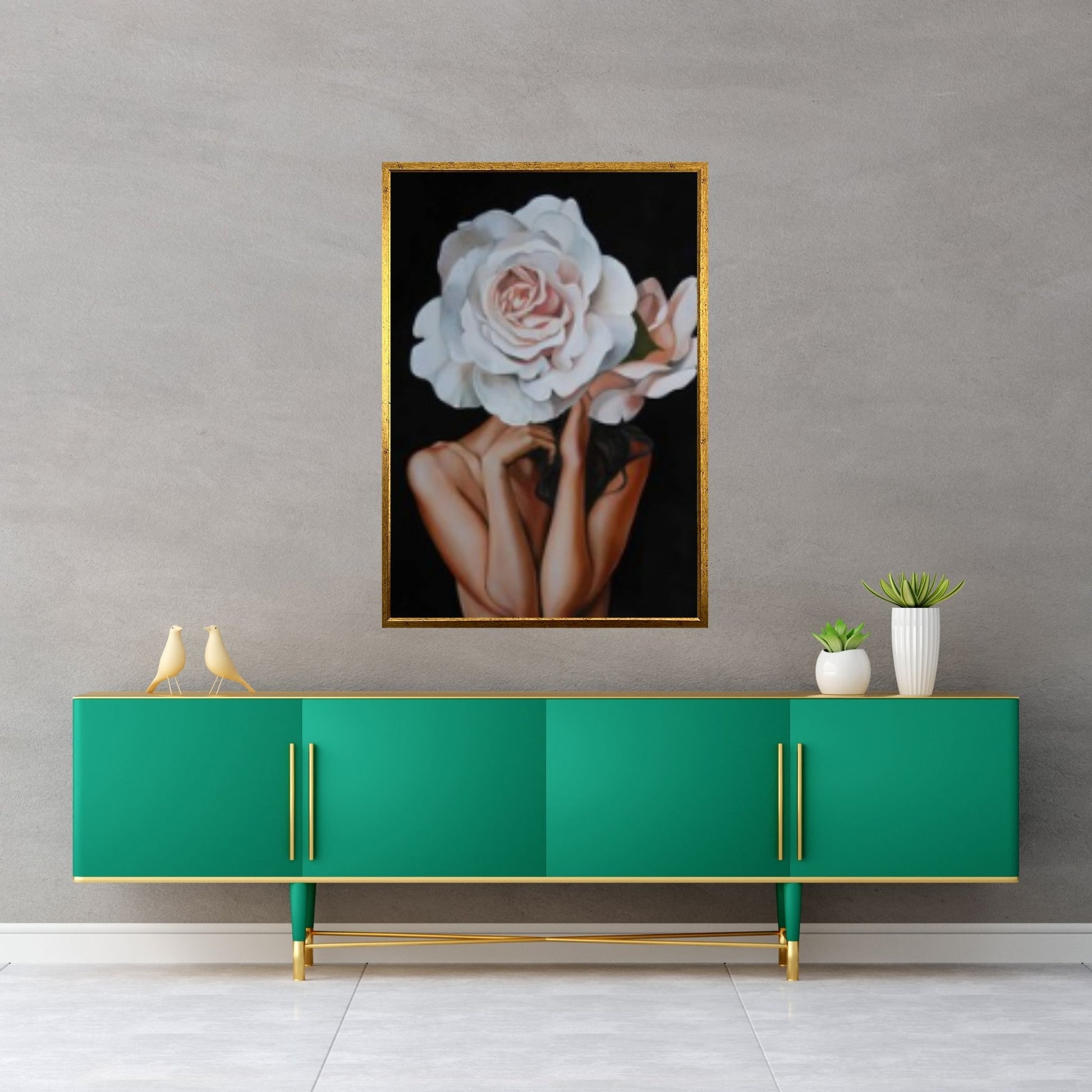 Floral Female Head Canvas Art, Heavenly Perfection Canvas, Roses and Woman, Woman Floral Art - Y Canvas