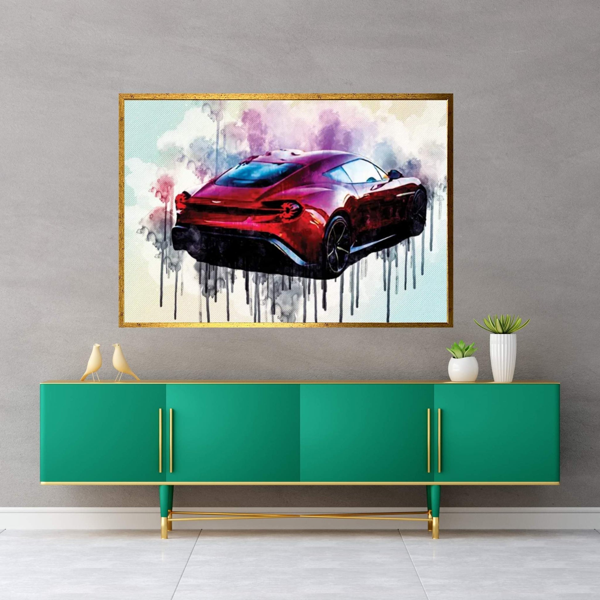 Aston Martin Vanquish Zagato Brake Rear View Red Hypercar Canvas Wall Art - Y Canvas