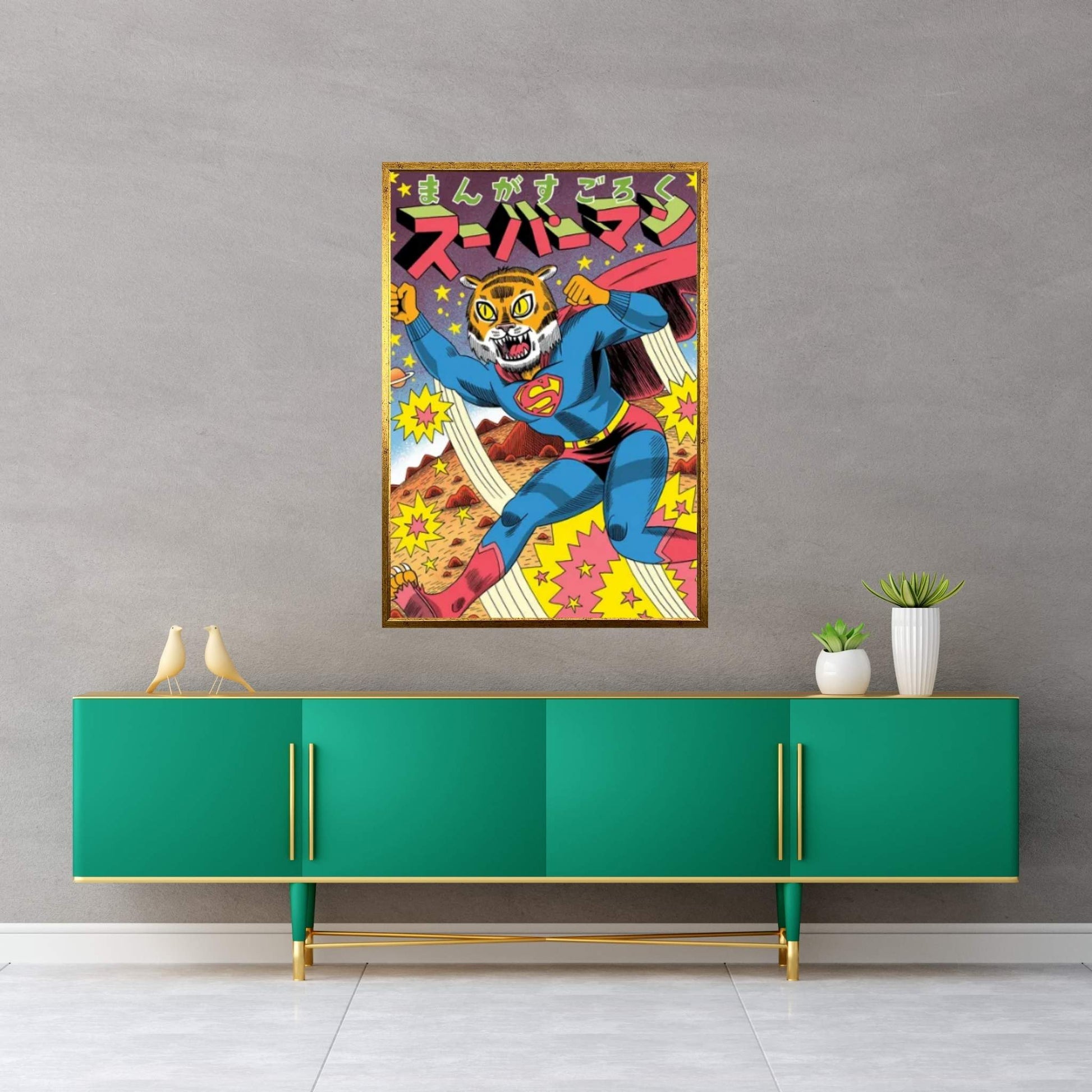 Tiger Superman Canvas Wall Art - Y Canvas