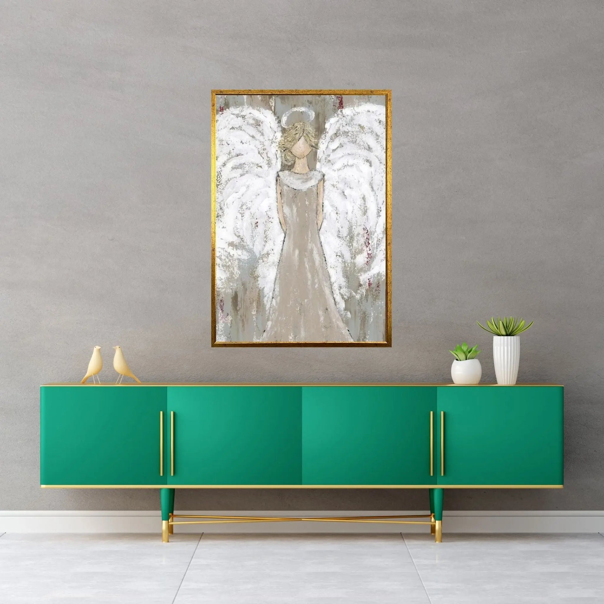 Farmhouse Guardian Angel Canvas Wall Art - Y Canvas