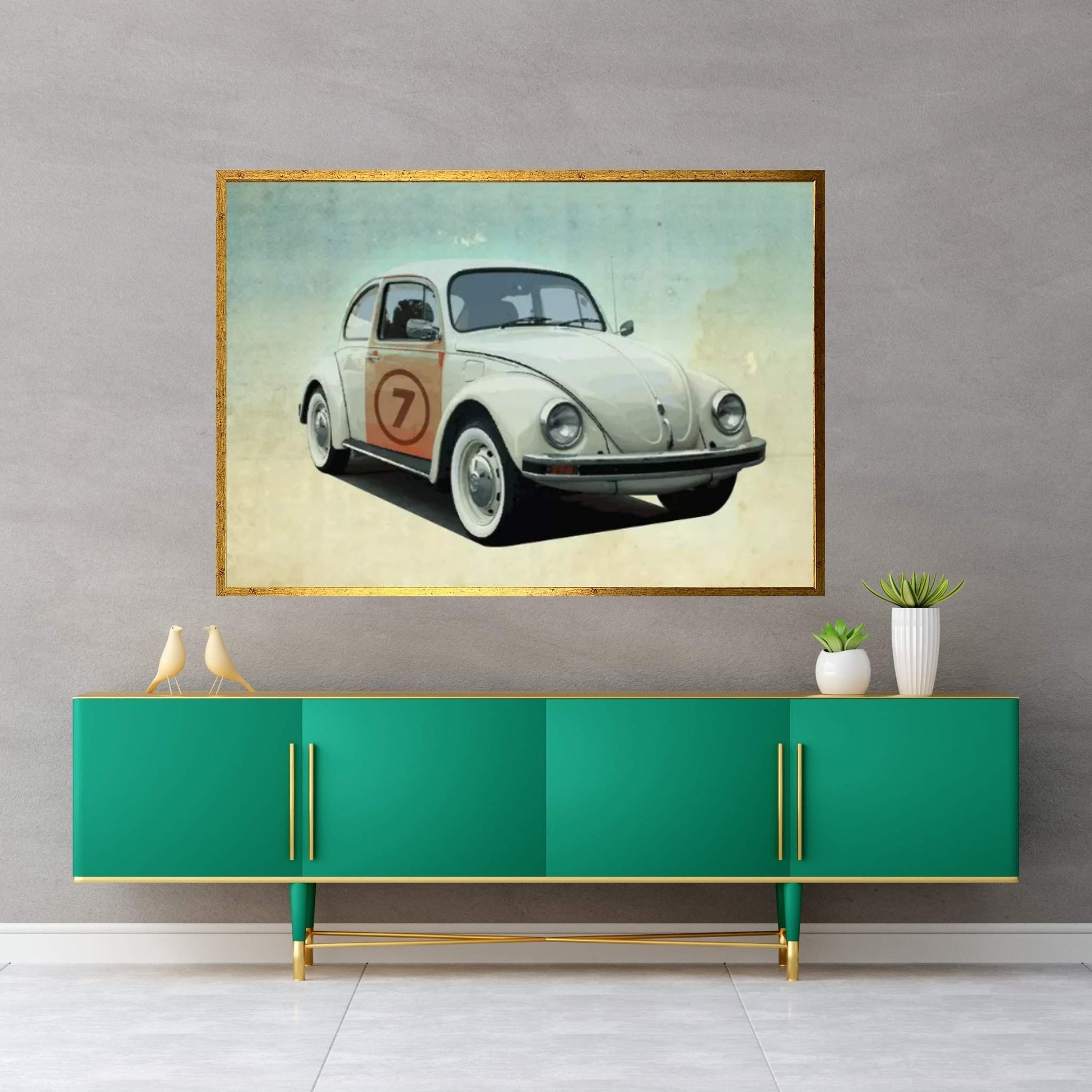 Number 7 VW Sedan Canvas Wall Art - Y Canvas