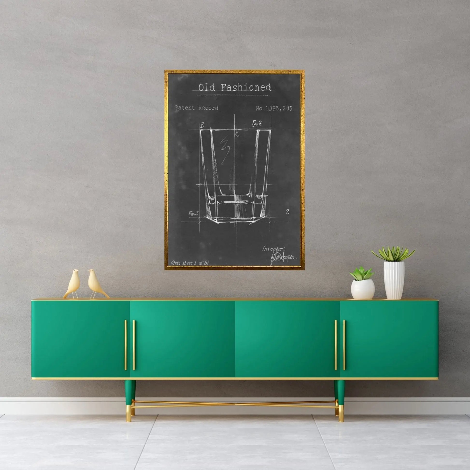 Barware Blueprint I Canvas Wall Art - Y Canvas