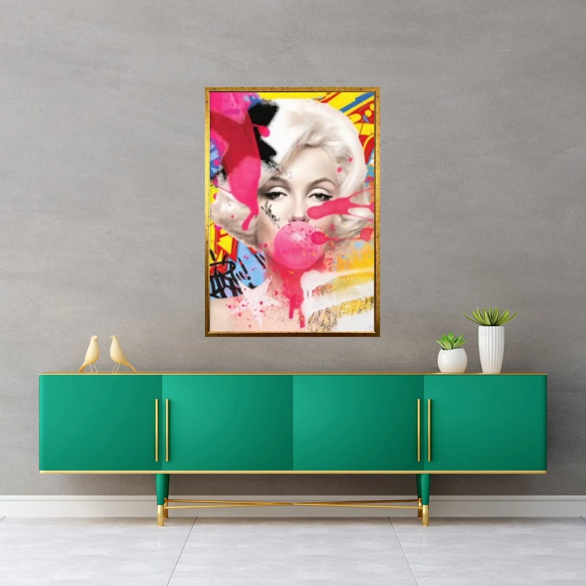 Marilyn Monroe Wall Art Canvas / Monroe Pink Bubble Gum Art Poster Canvas Wall Art Printed Picture Wall Art Decoration - Y Canvas