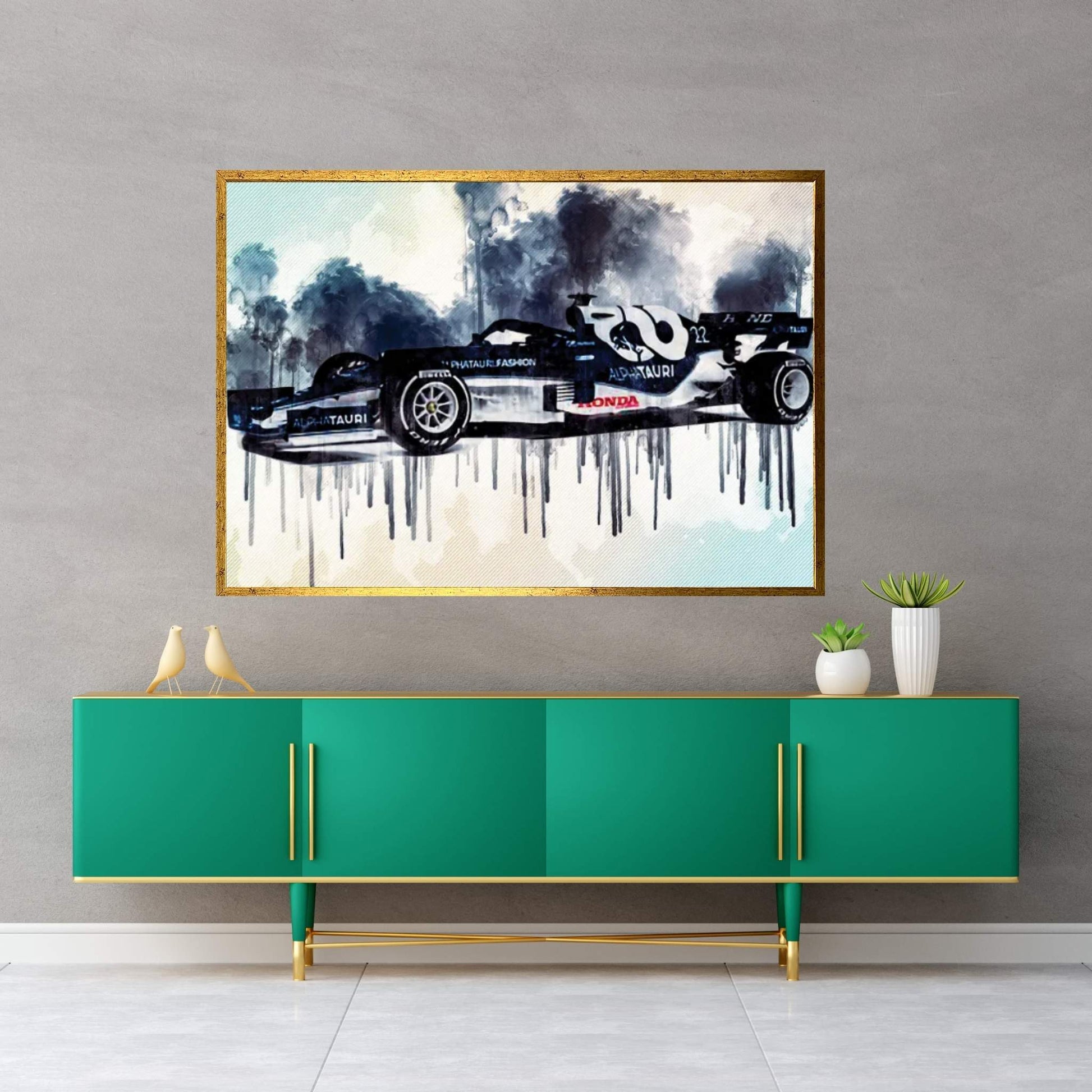 2021 Alphatauri AT02 Formula 1 Car Canvas Wall Art - Y Canvas